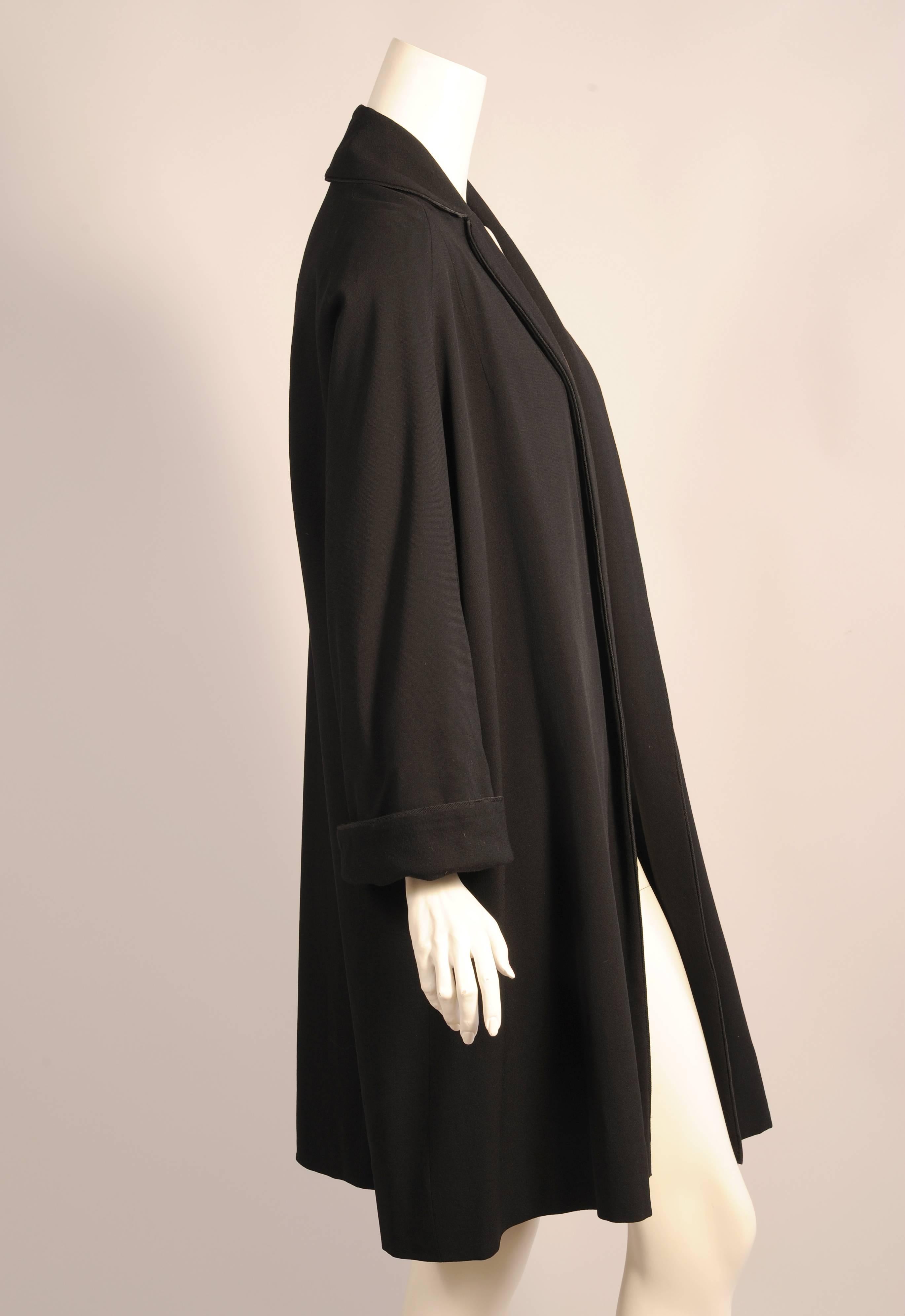 Pierre Balmain Nummerierter schwarzer Haute Couture Wollmantel:: 1950er Jahre (Schwarz)