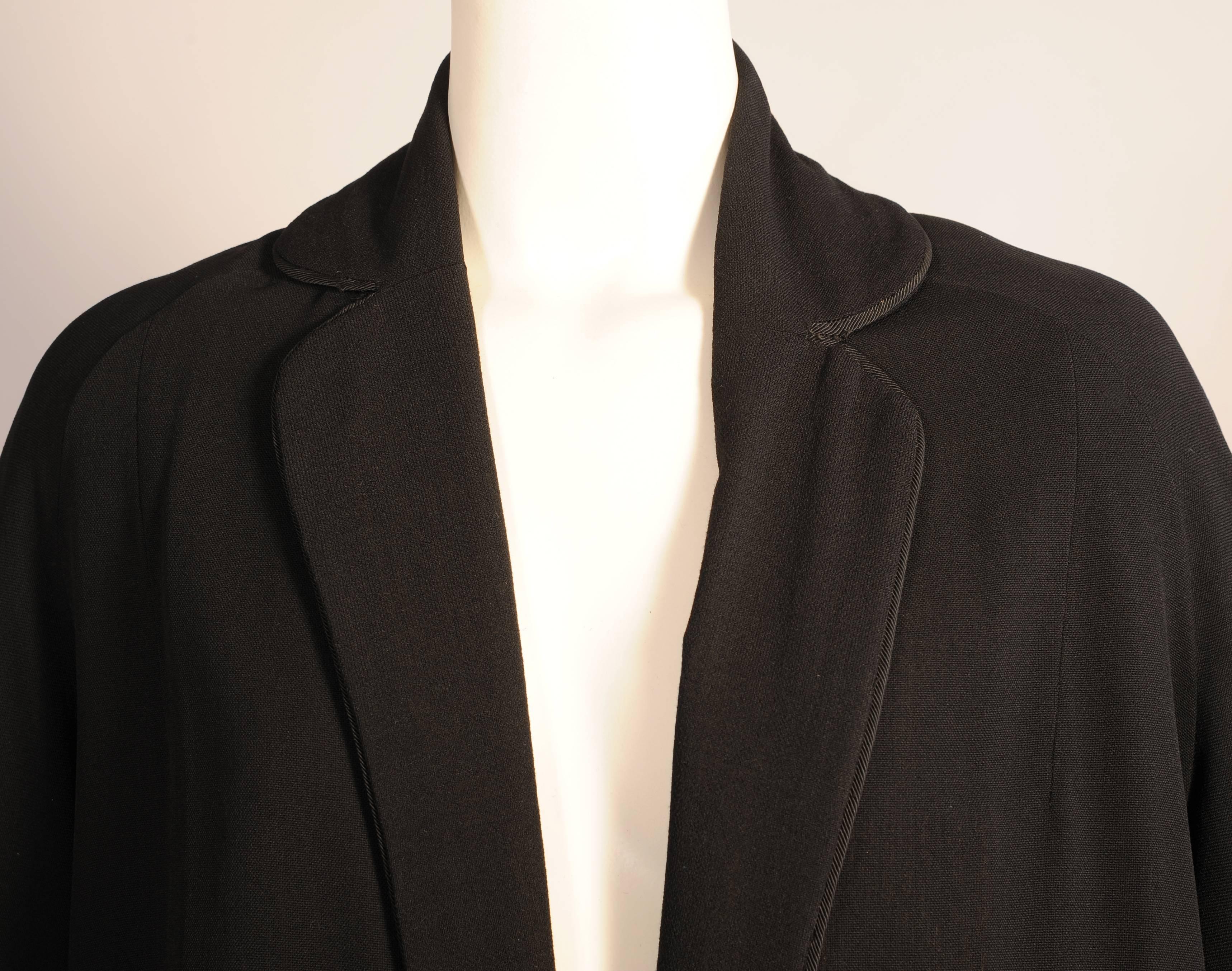 Pierre Balmain Numbered Haute Couture Black Wool Coat, 1950s  1