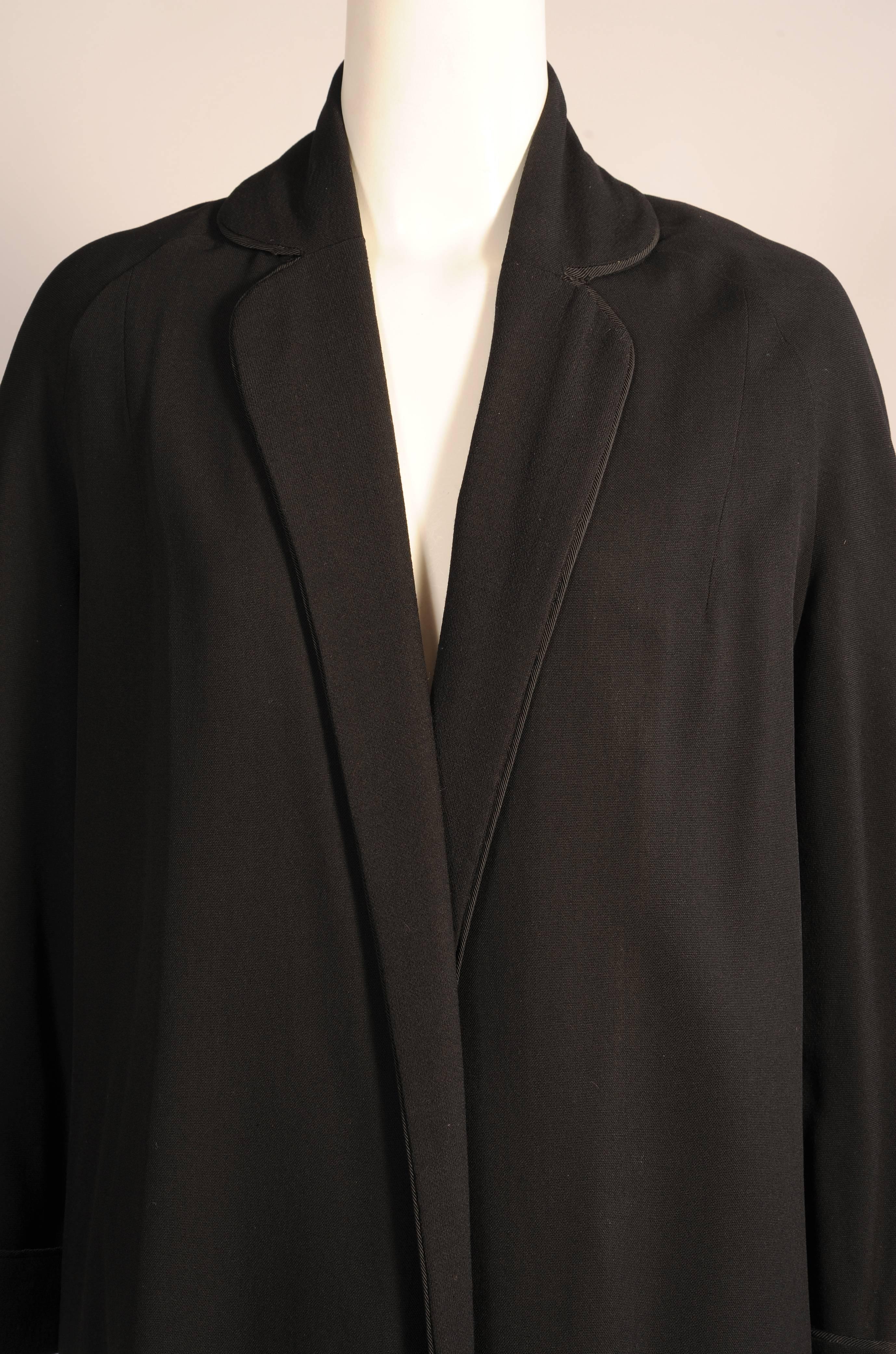 Pierre Balmain Numbered Haute Couture Black Wool Coat, 1950s  2