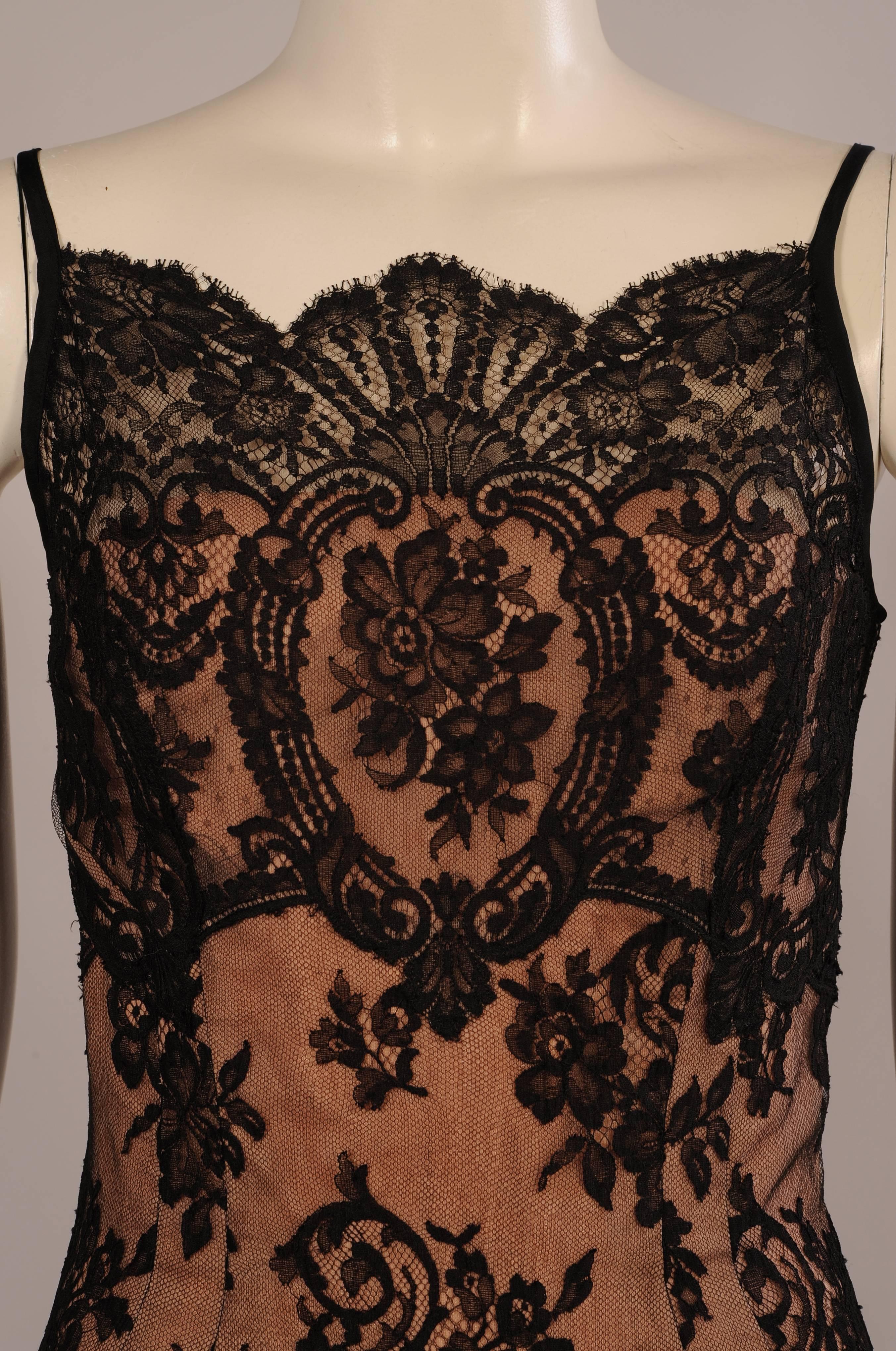 black and nude lace dress