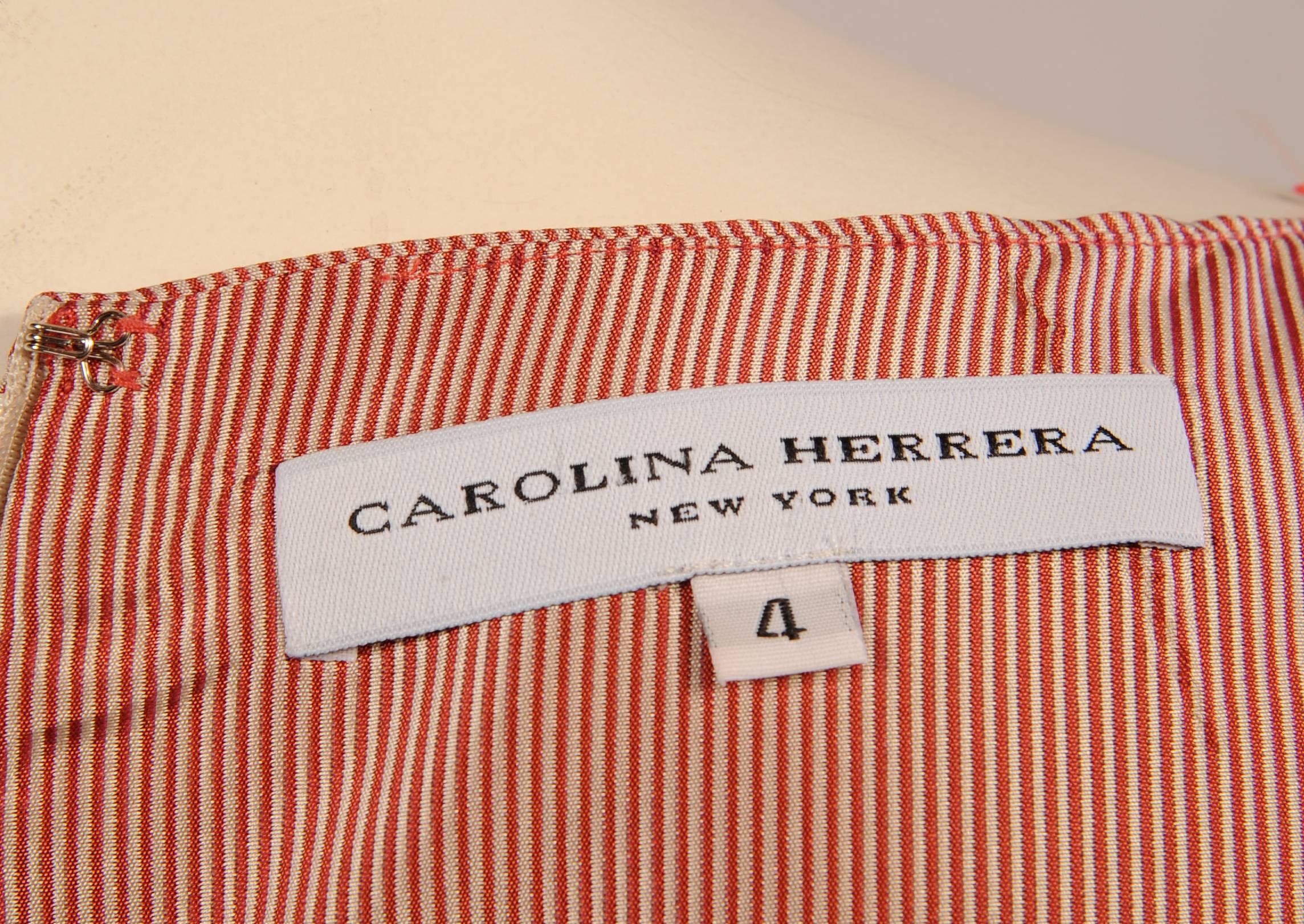 Carolina Herrera Red and White striped Silk Dress 1