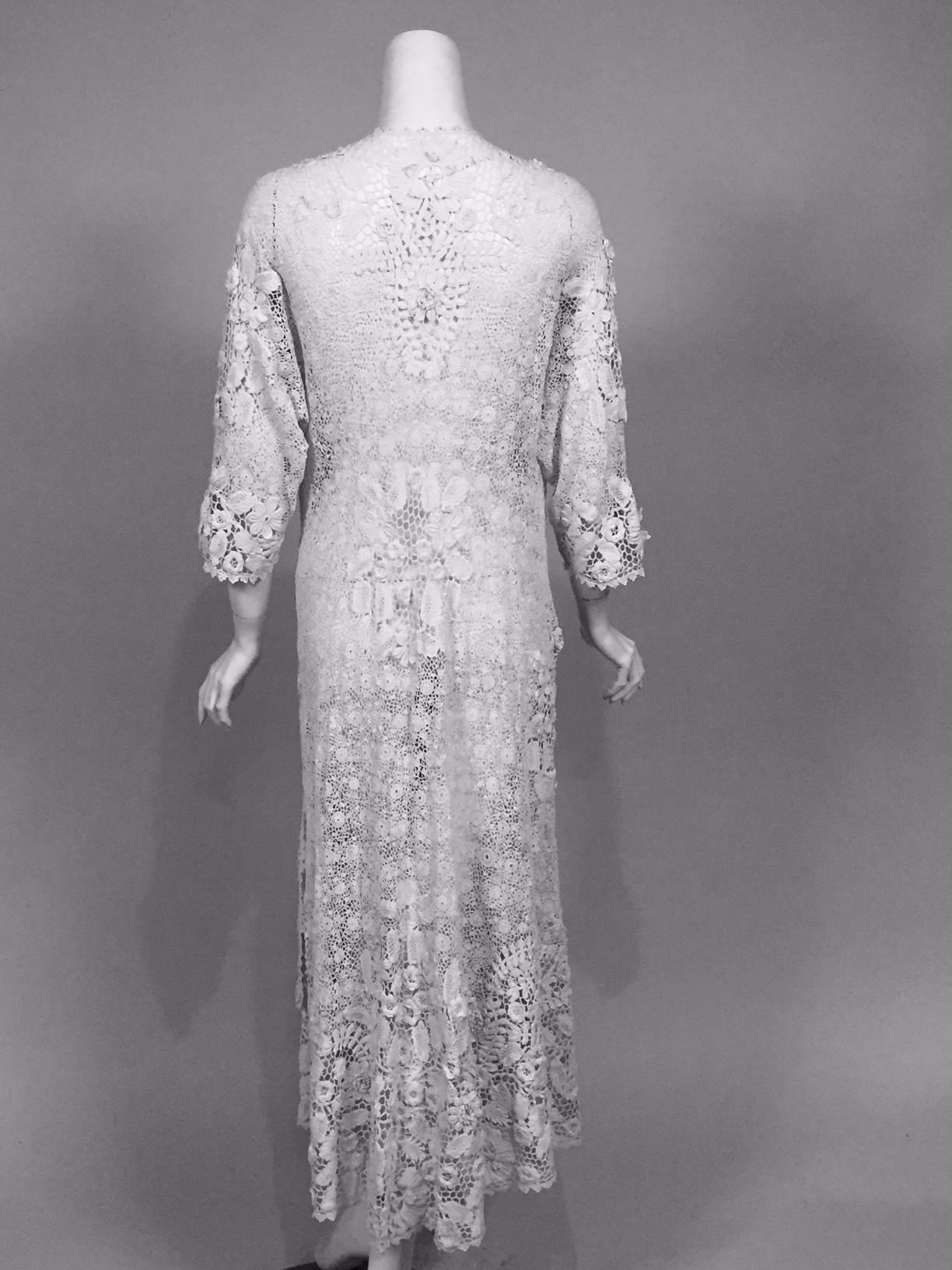 Women's Irish Lace Hand Made White Coat or Dress, Early 20th Century
