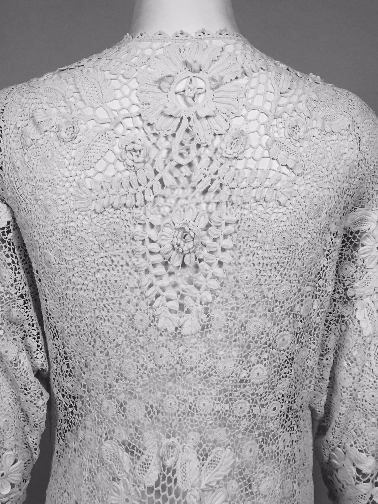 Irish Lace Hand Made White Coat or Dress, Early 20th Century 1
