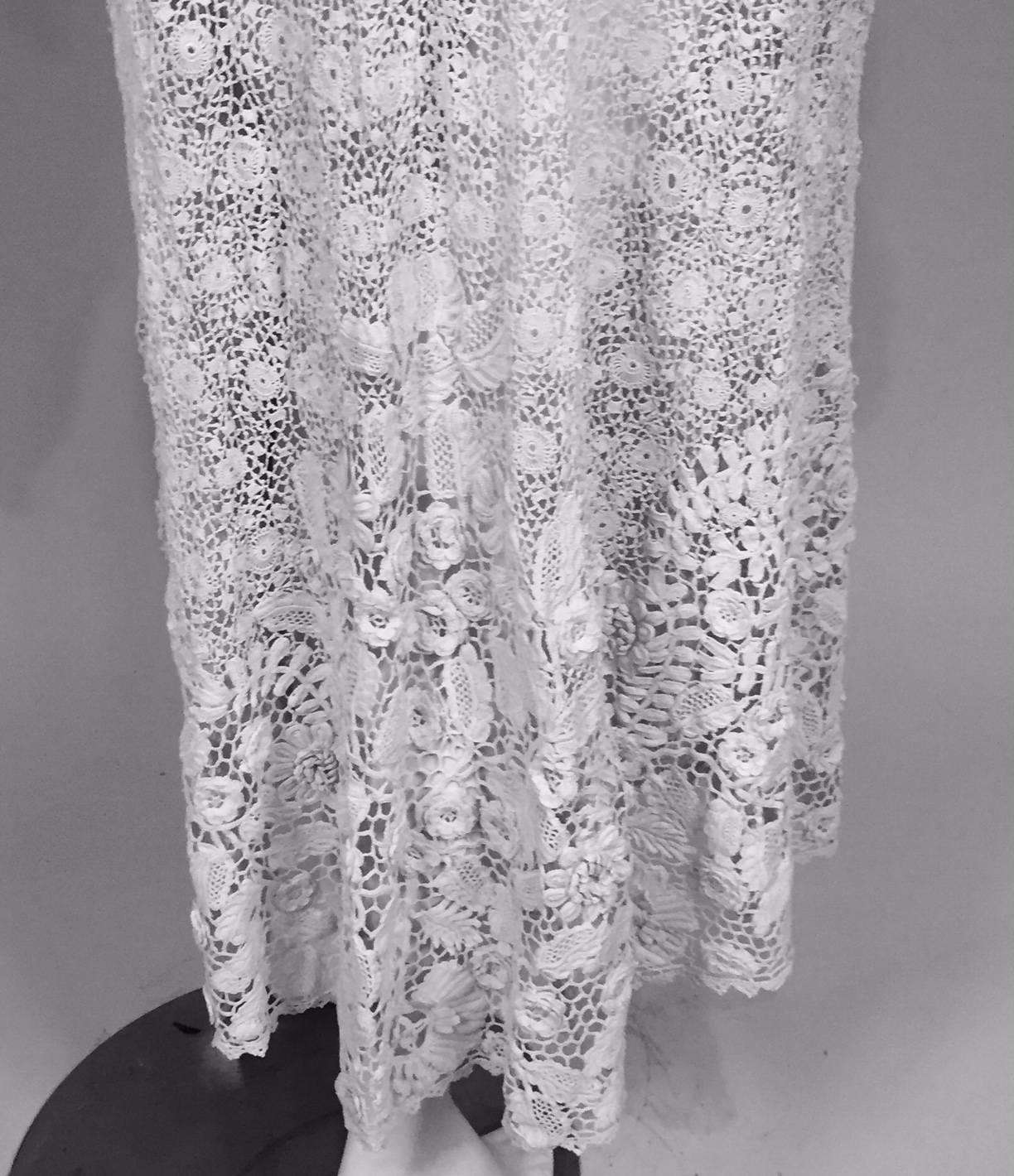 Irish Lace Hand Made White Coat or Dress, Early 20th Century 3