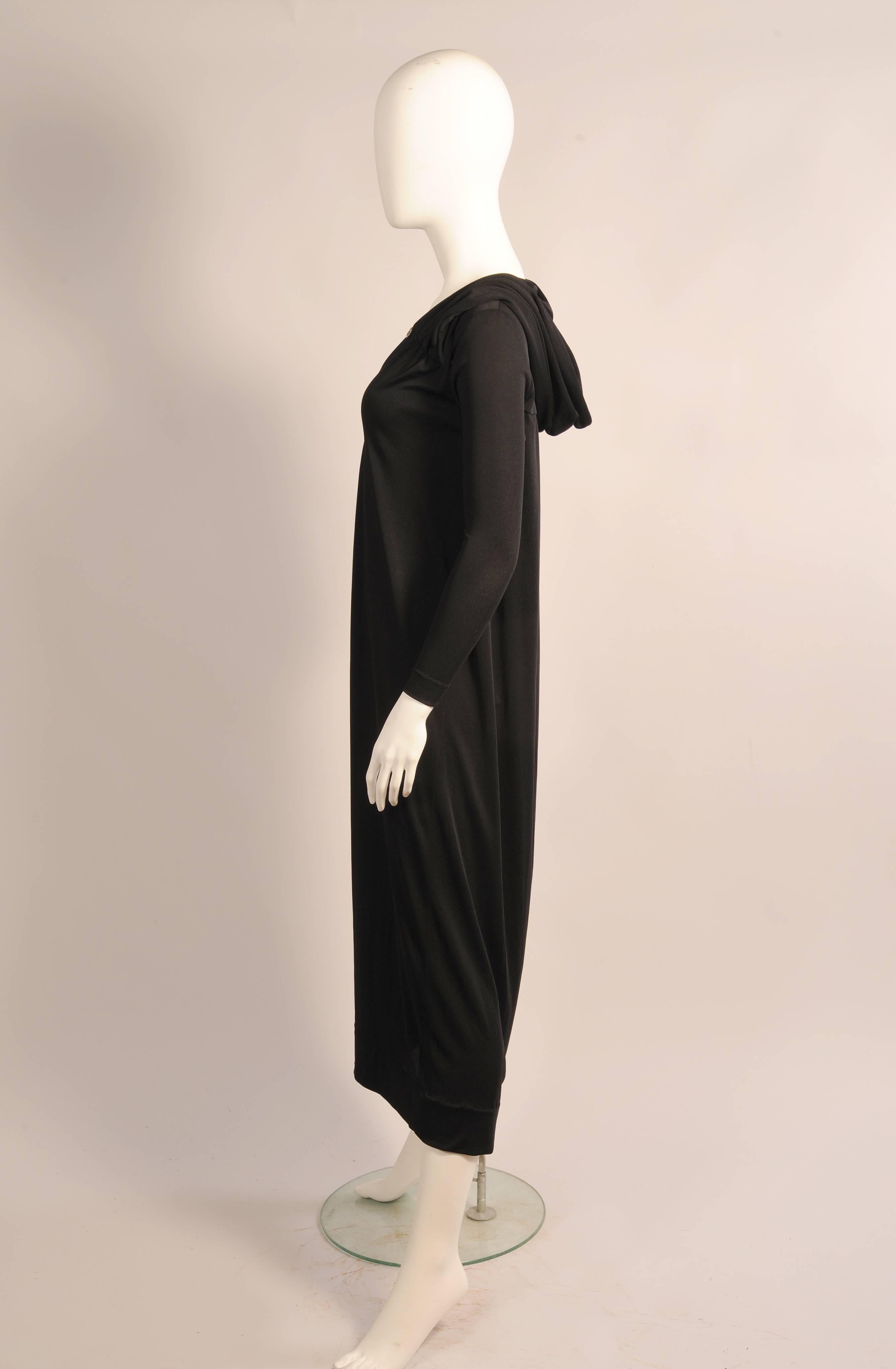 Women's Italian Black Hooded Monastic Dress, 1970s 