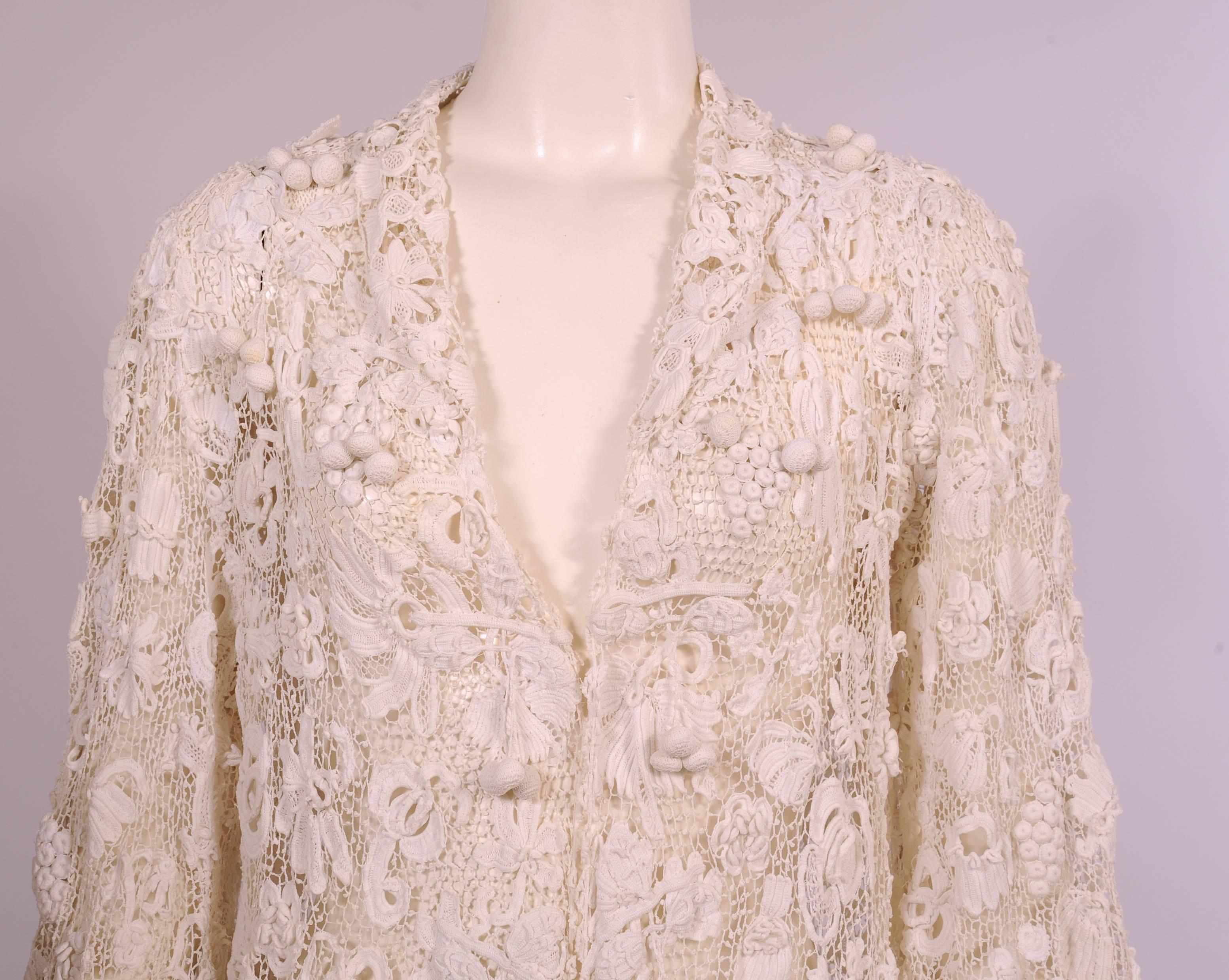 Women's Irish Completely Hand Made Lace Coat, Circa 1910