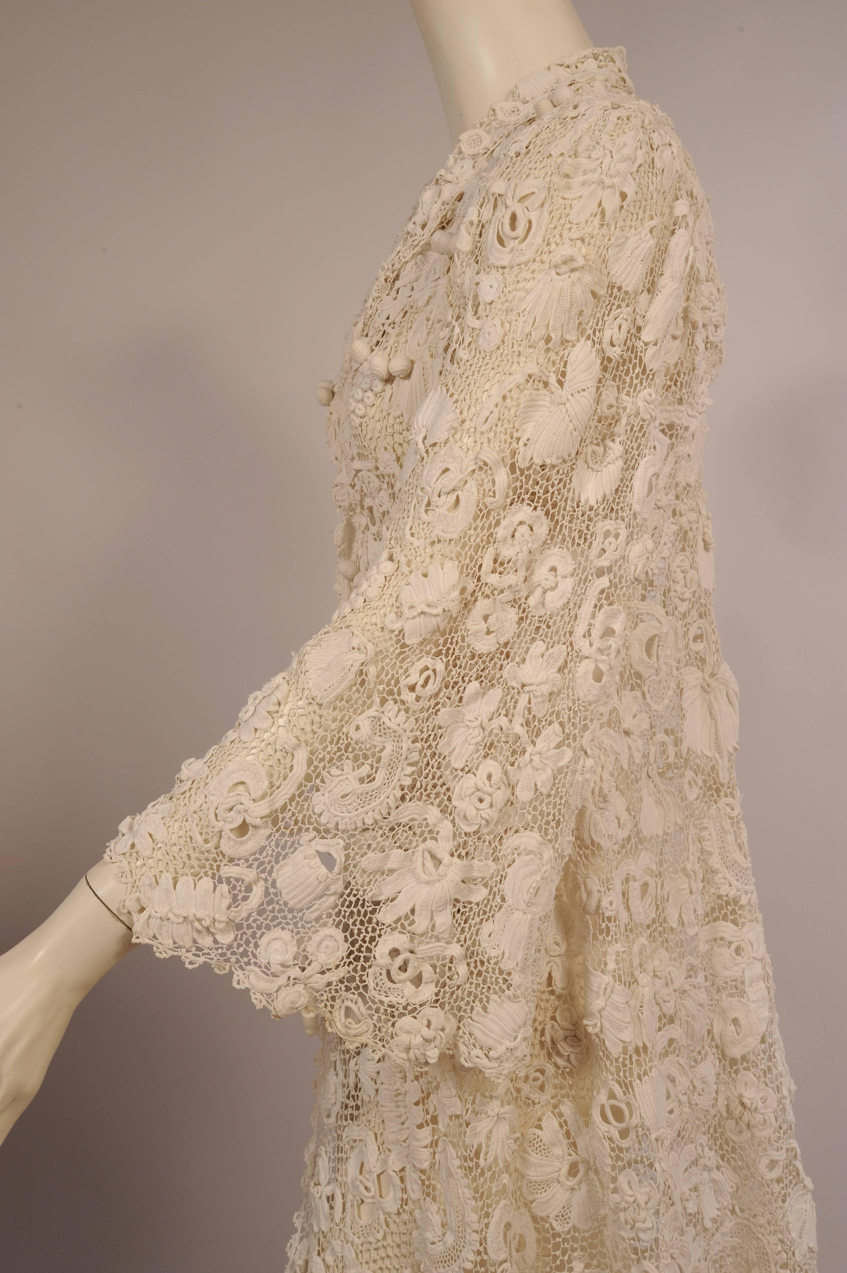 Irish Completely Hand Made Lace Coat, Circa 1910 2