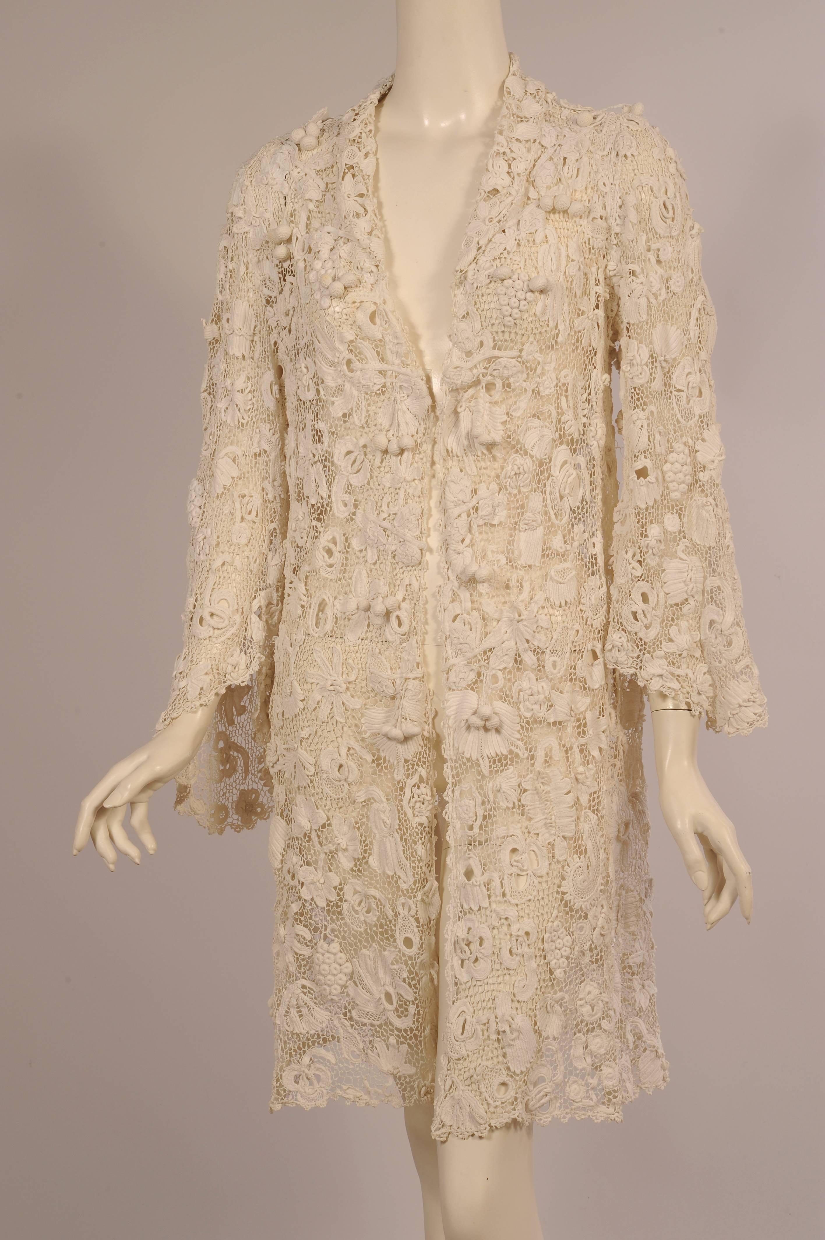 Irish Completely Hand Made Lace Coat, Circa 1910 5