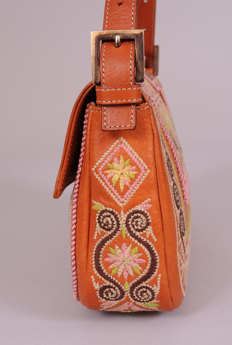 Fendi Baguette with Colorful Embroidery on Leather at 1stDibs