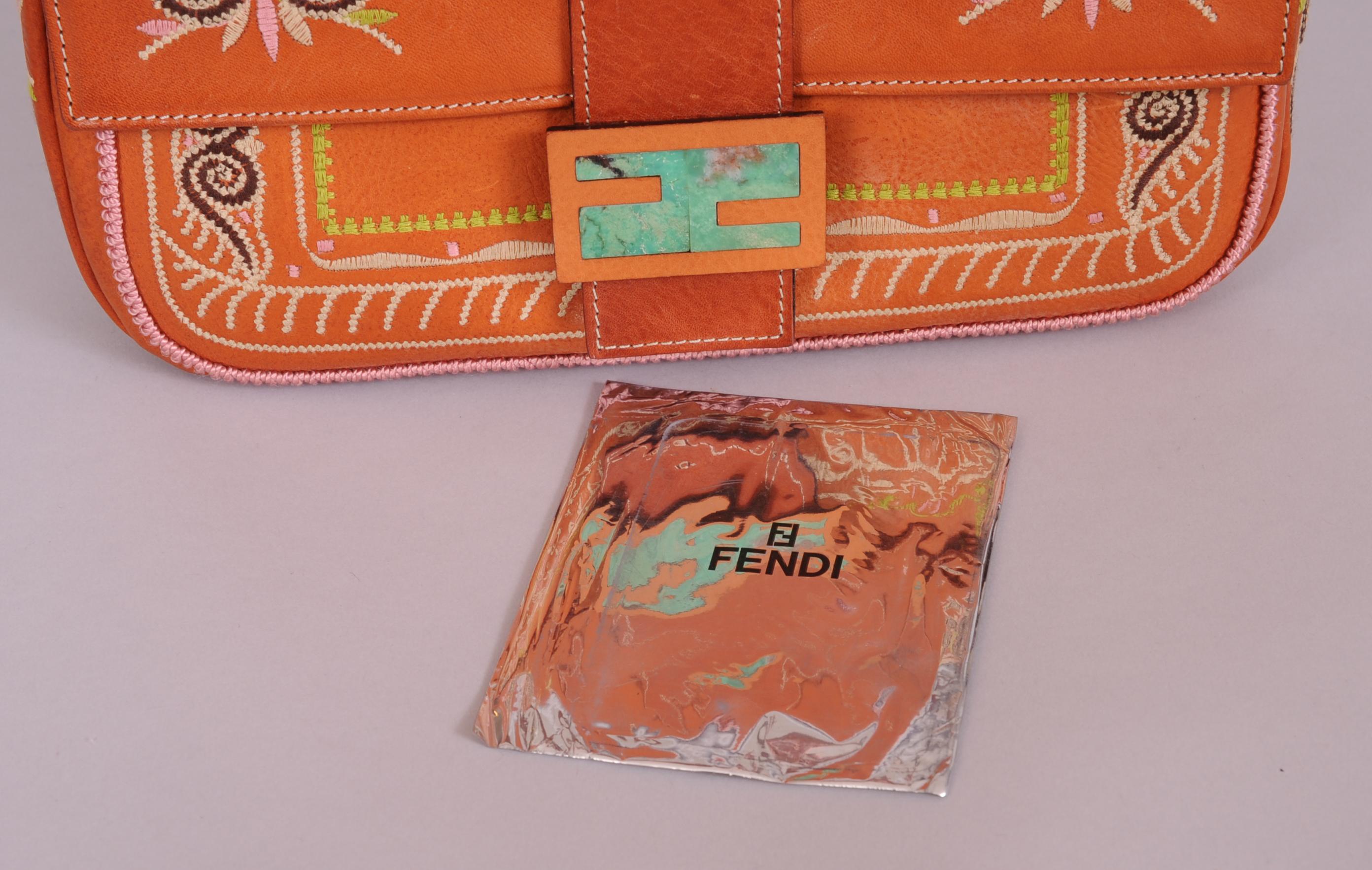 Fendi Baguette with Colorful Embroidery on Leather 2