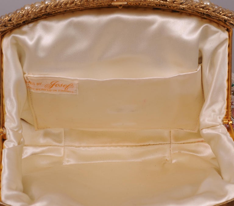 Vintage Beige Evening Beaded Bag Made in France 