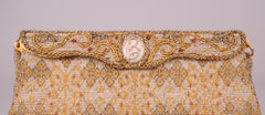 Morabito Paris Caviar Hand Beaded Gold and Silver Evening Bag
