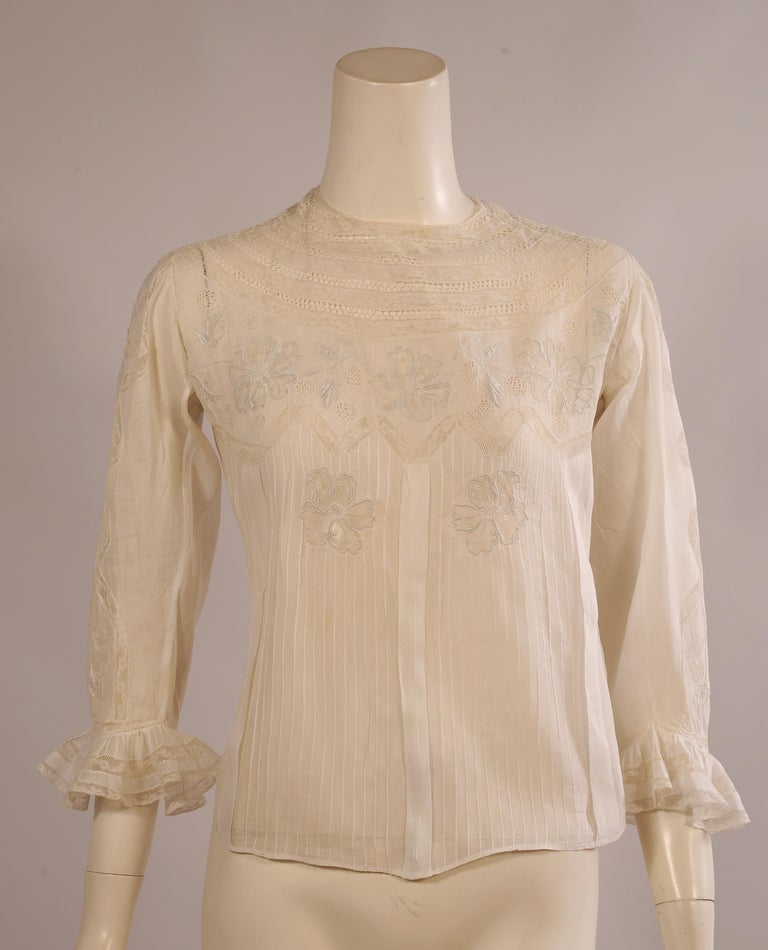 Joseph enzler broderie swiss handkerchief linen blouse with hand
