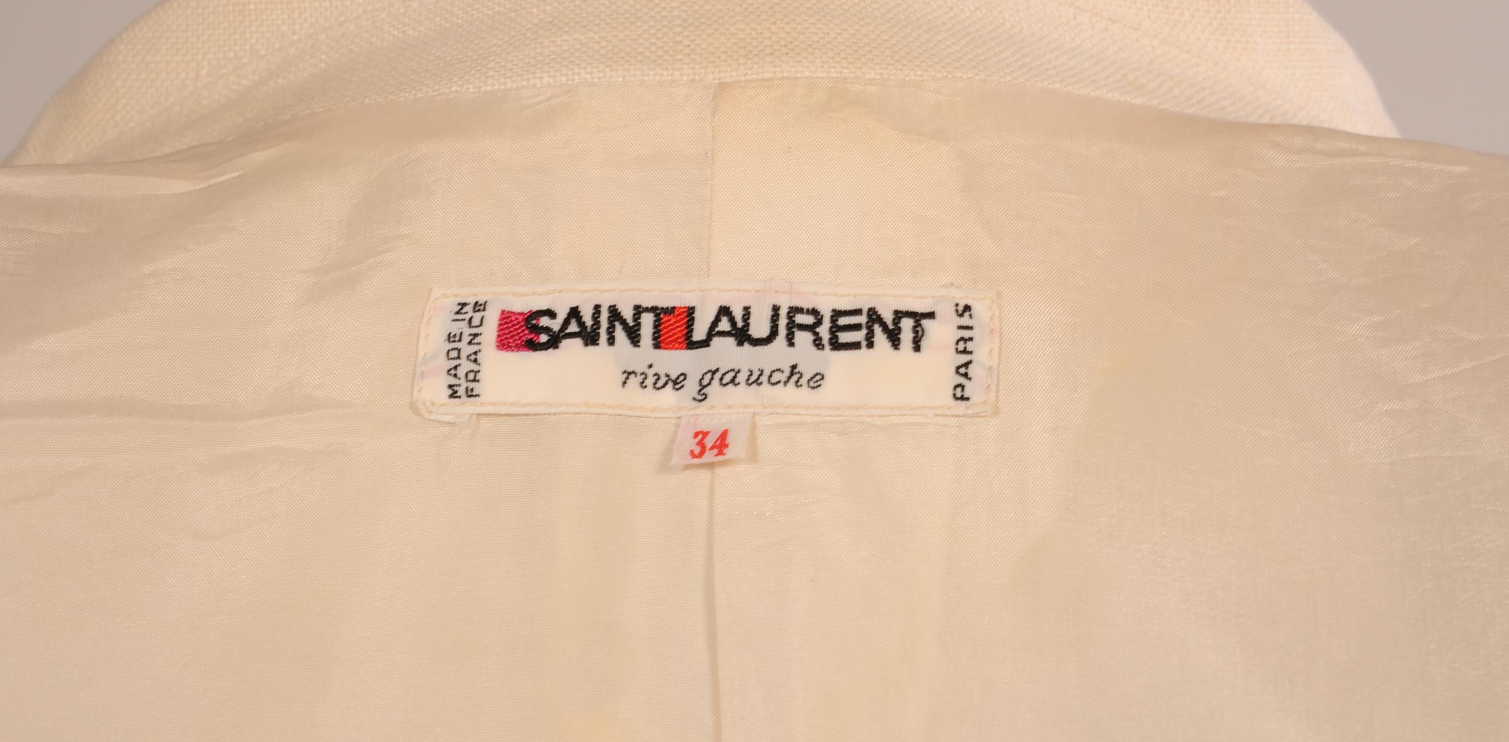 Yves Saint Laurent White Linen Jacket and Printed Linen Shorts 1