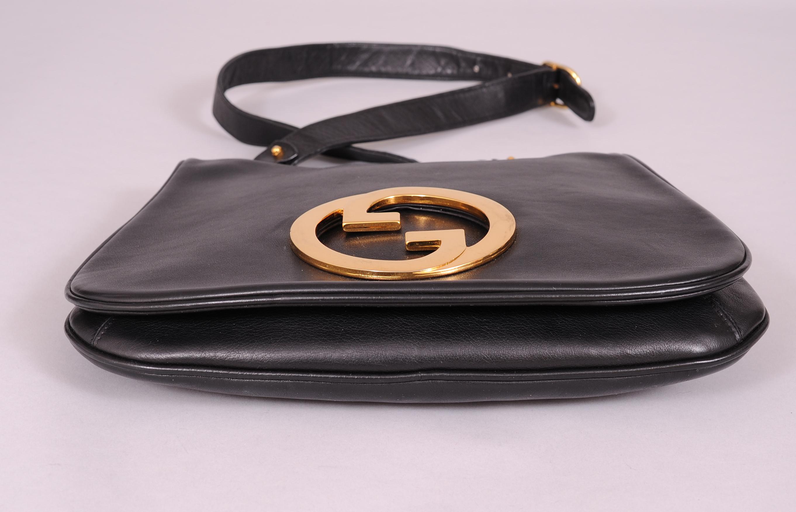 Gucci Black Leather Blondie Shoulder Bag, 1970s  In Excellent Condition In New Hope, PA