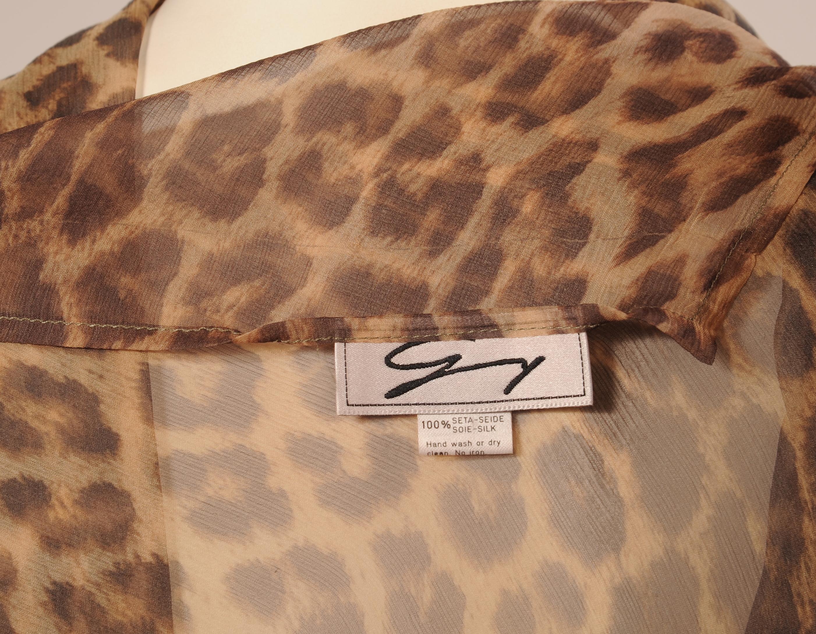 Scialle in chiffon di seta trasparente con stampa leopardata di Genny In condizioni ottime in vendita a New Hope, PA