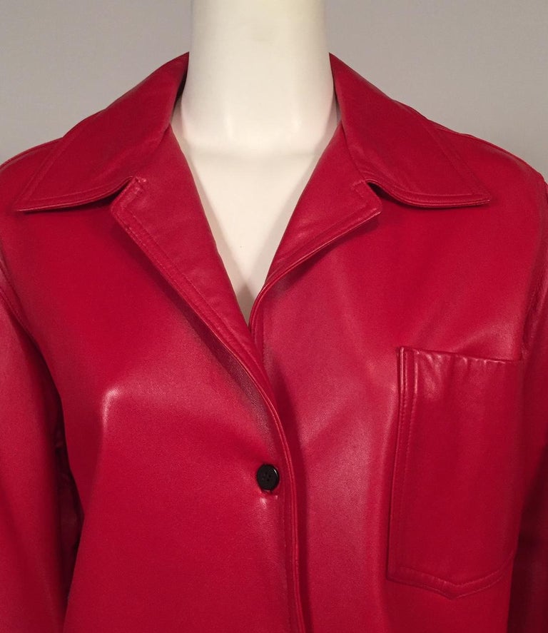 Bill Blass Red Lambskin Shirt or Jacket at 1stDibs