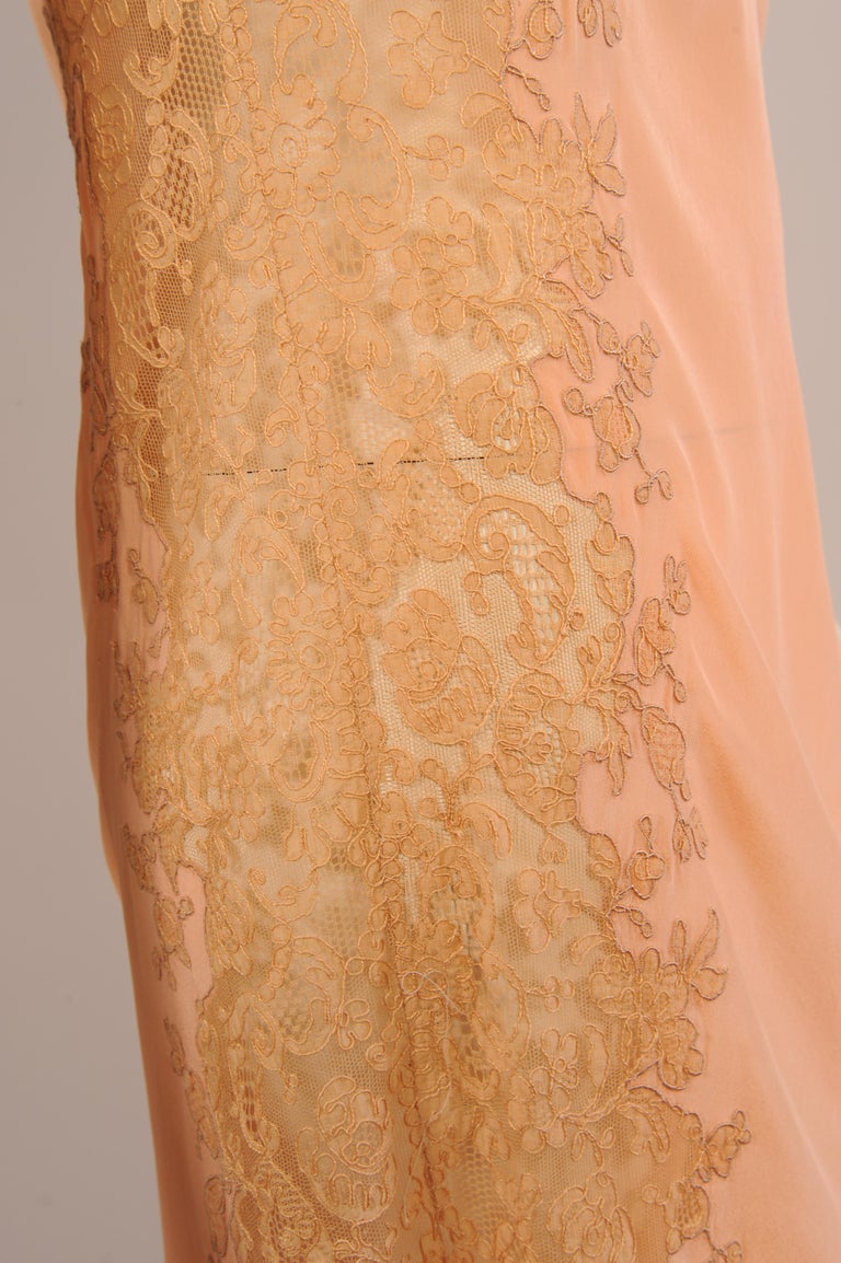 French Handmade Single Shoulder Alencon Lace and Silk Negligee, 1920s ...