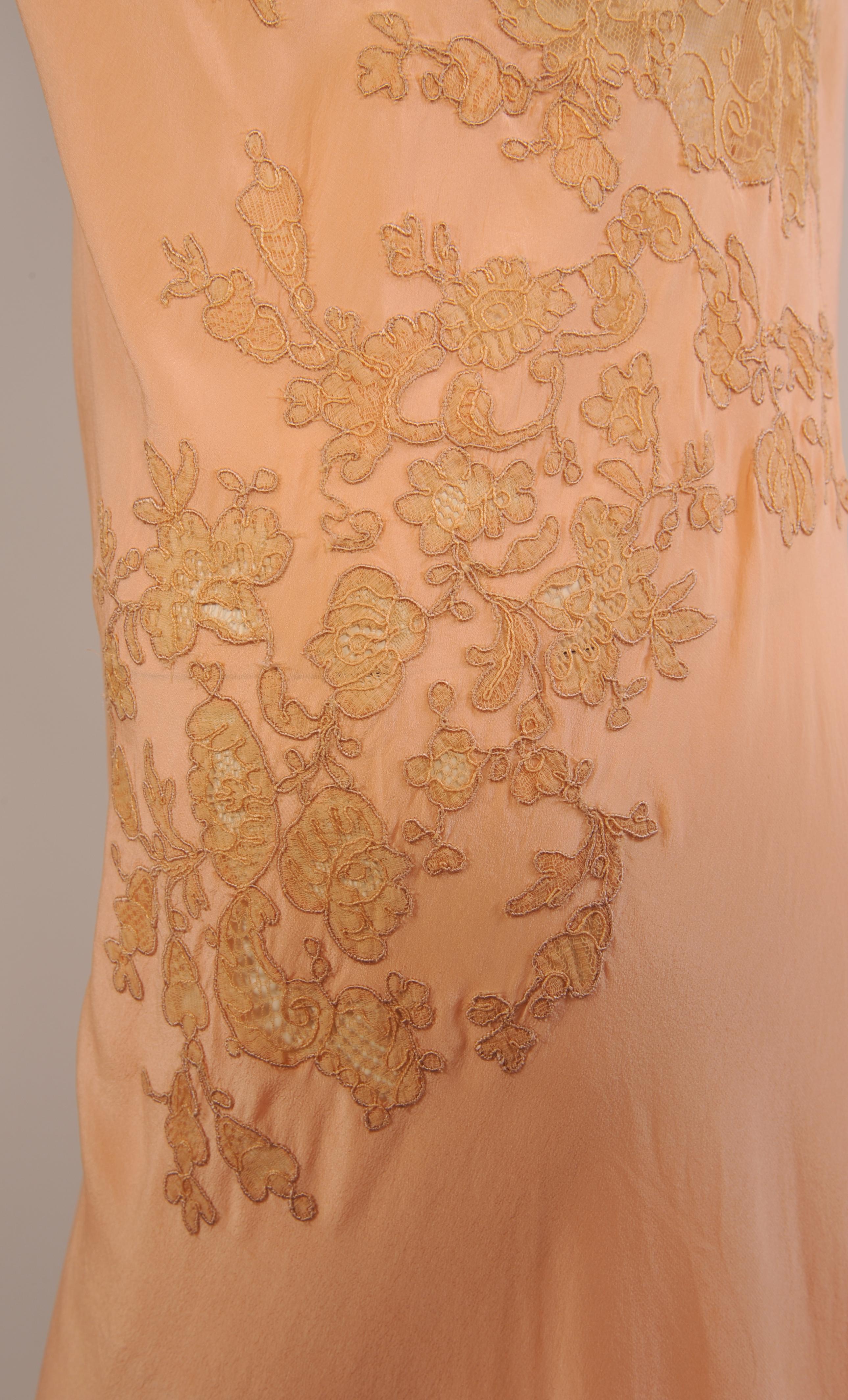 Women's French Handmade Single Shoulder Alencon Lace and Silk Negligee, 1920s