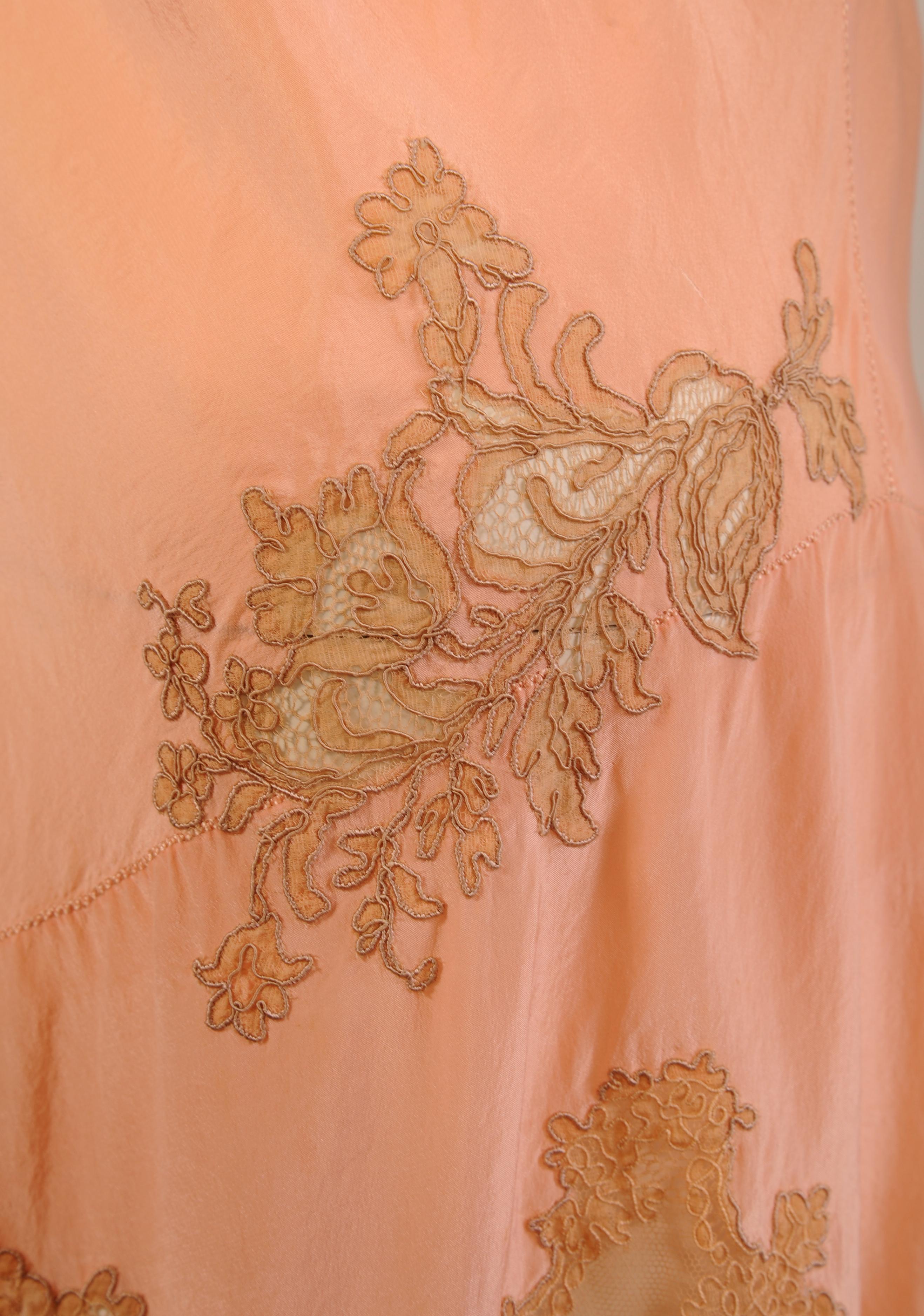 French Handmade Alencon Lace and Silk Slip, 1920s  In Excellent Condition In New Hope, PA