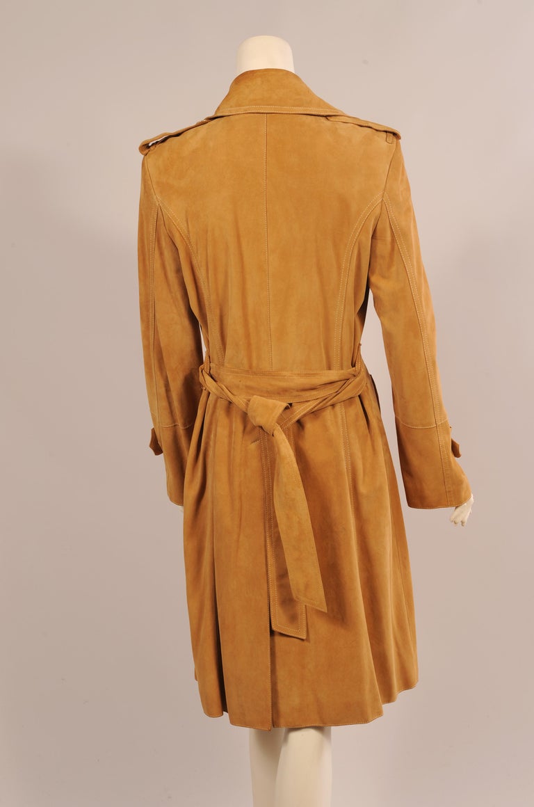 Walter Germany Caramel Colored Butter Soft Suede Trench Coat For Sale ...
