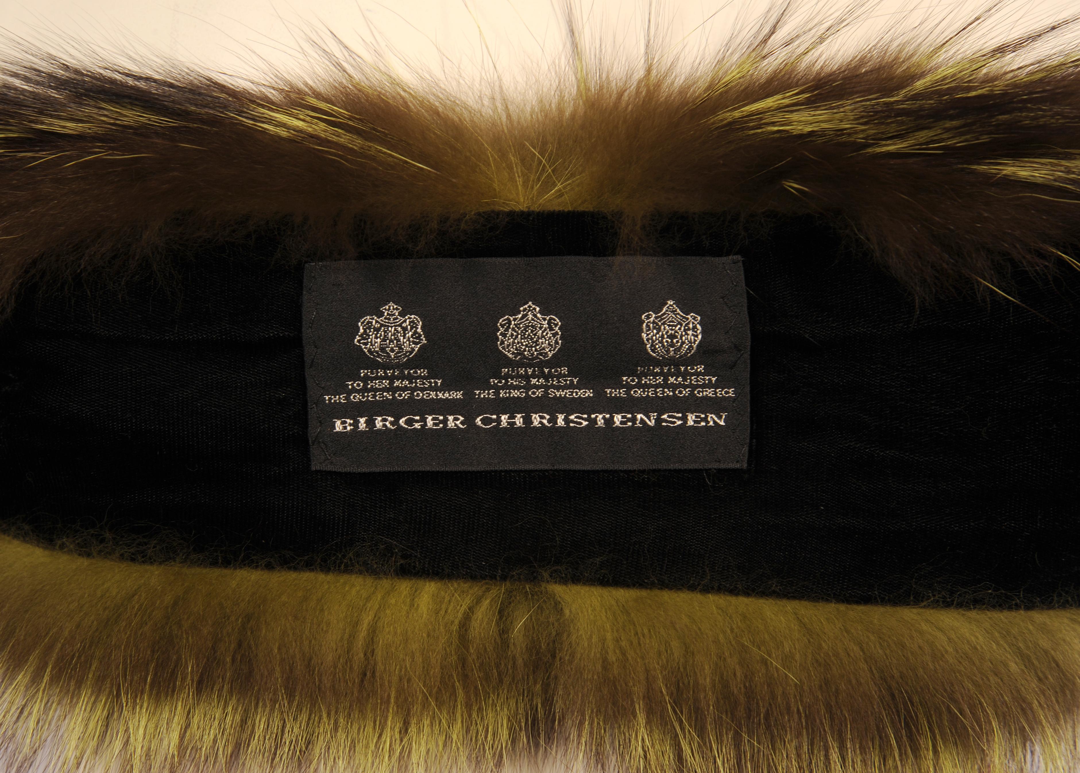 Birger Christensen Acid Green and Black Fox Fur Boa In Excellent Condition In New Hope, PA