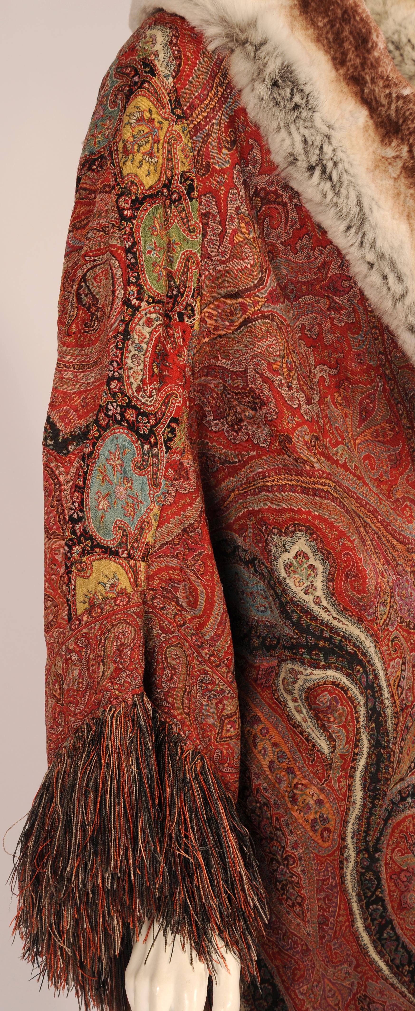 Brown 1920's Coat Made from a Handmade Antique Kashmiri Paisley Shawl