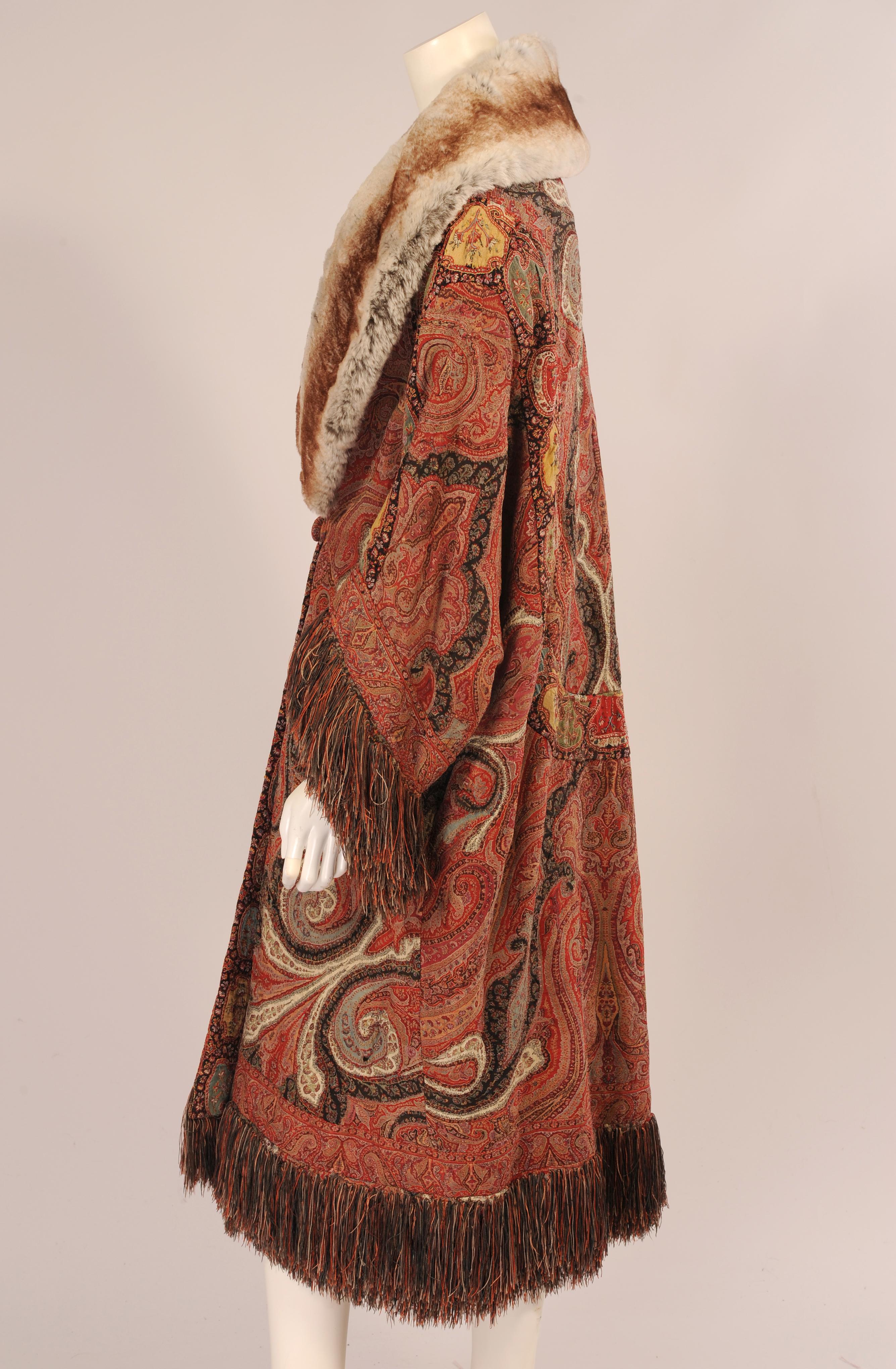 Women's 1920's Coat Made from a Handmade Antique Kashmiri Paisley Shawl