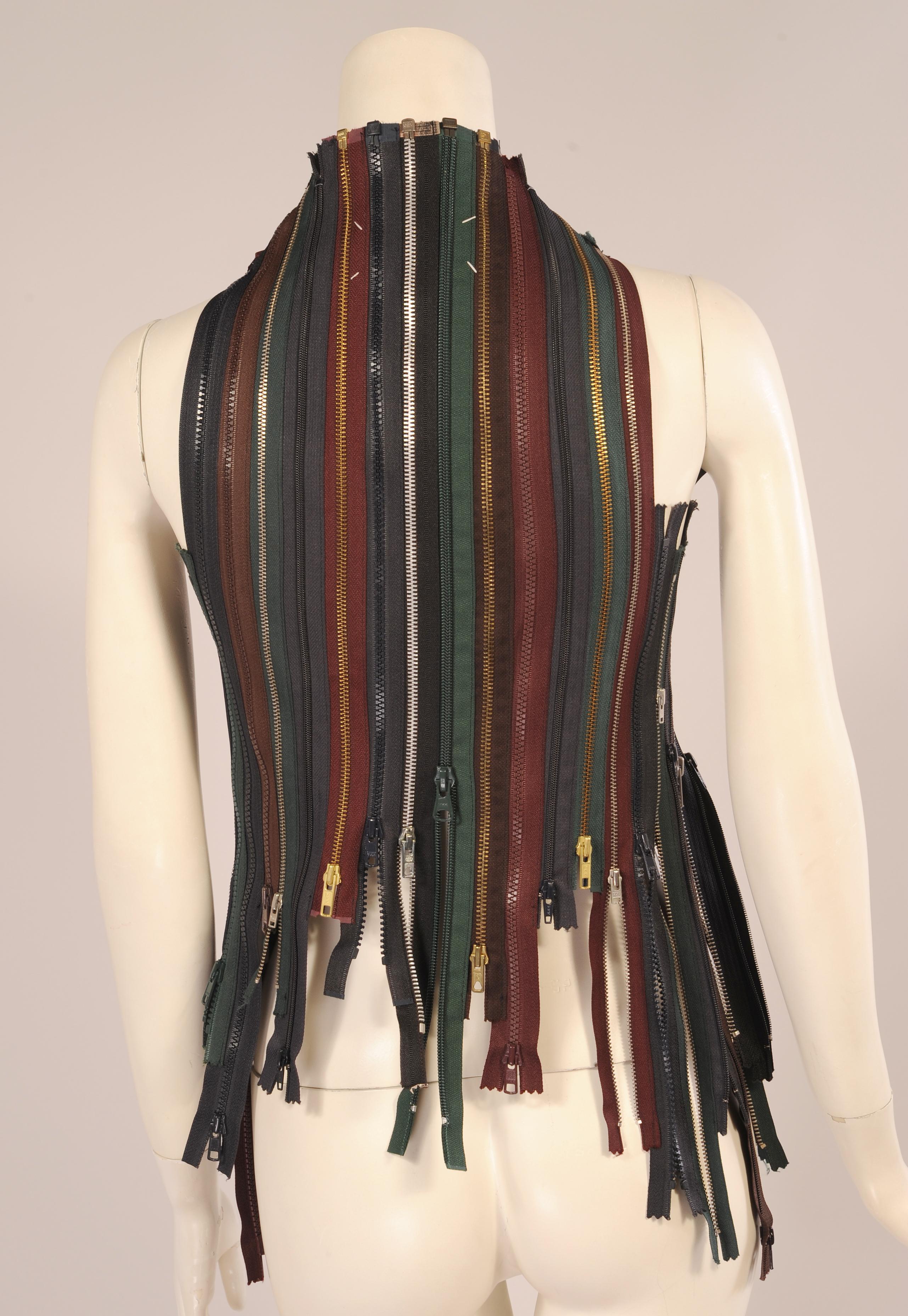 Black Martin Margiela Vest Made from Zippers Artisanal Collection 1999