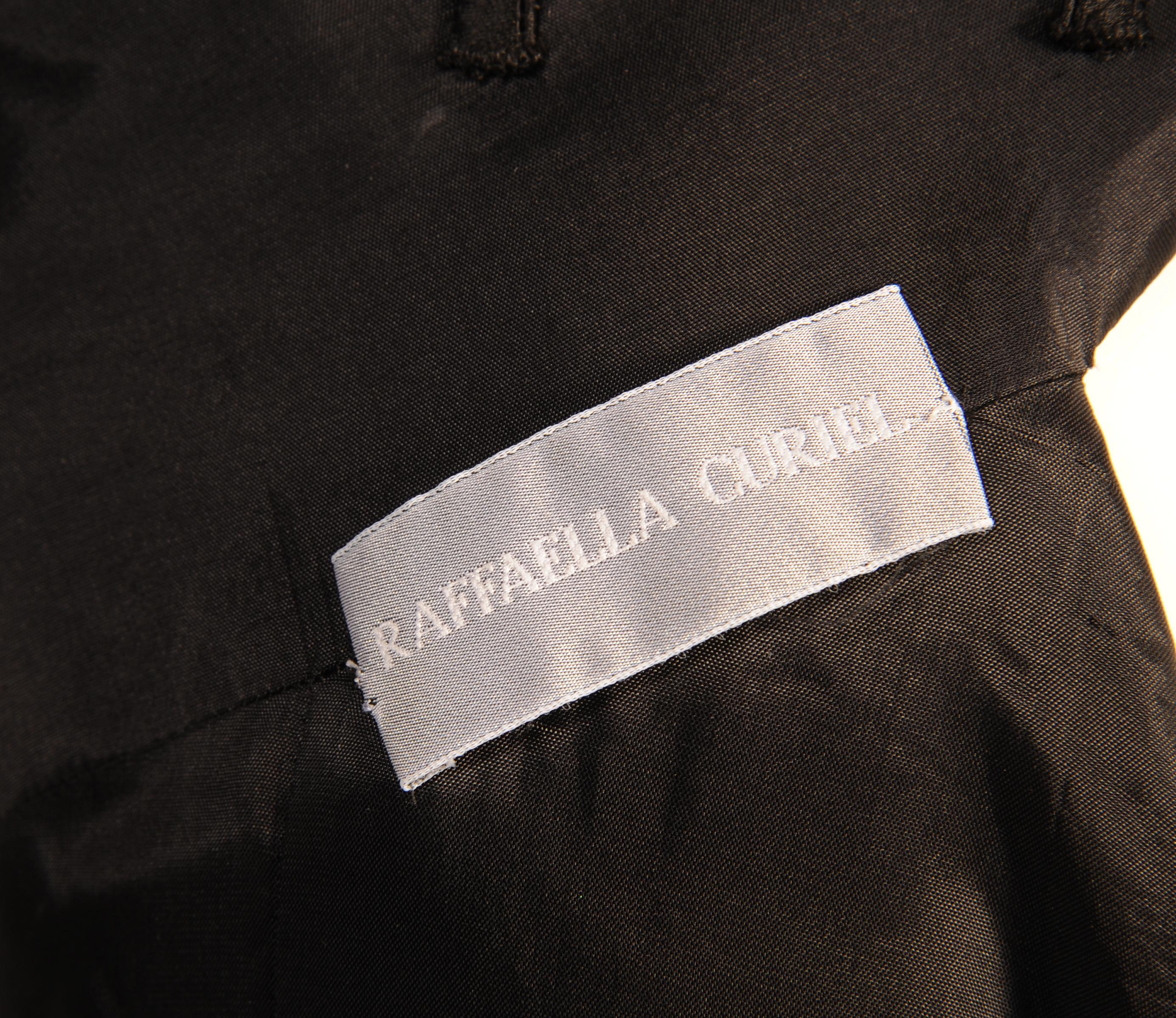 Women's Raffaella Curiel Black Silk Column Evening Gown with Asymmetrical Neckline