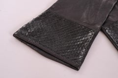 Carlos Falchi Black leather and Snakeskin Gloves Never Worn
