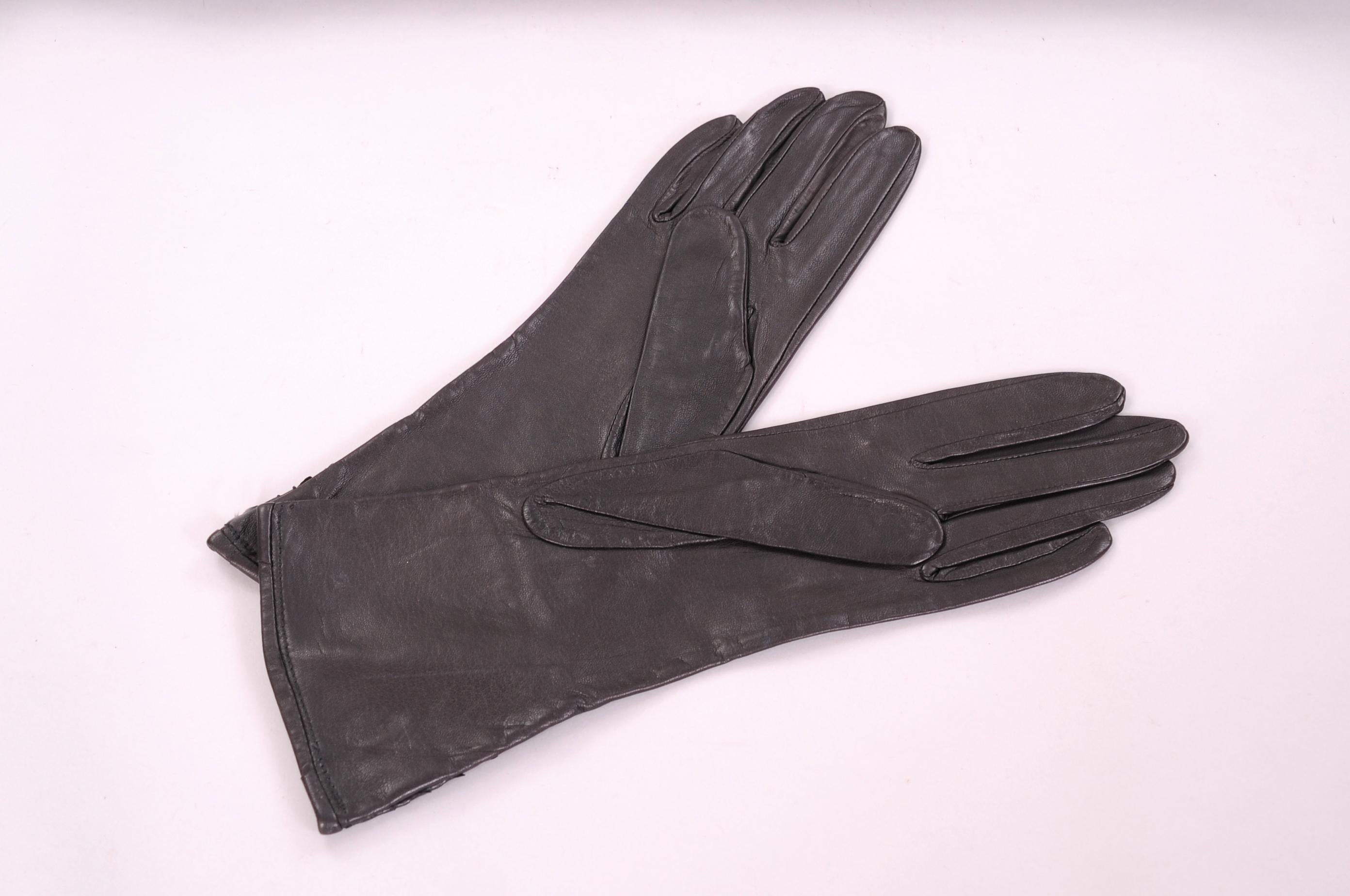 Carlos Falchi Handschuhe aus schwarzem Leder und Schlangenhaut, nie getragen (Schwarz) im Angebot