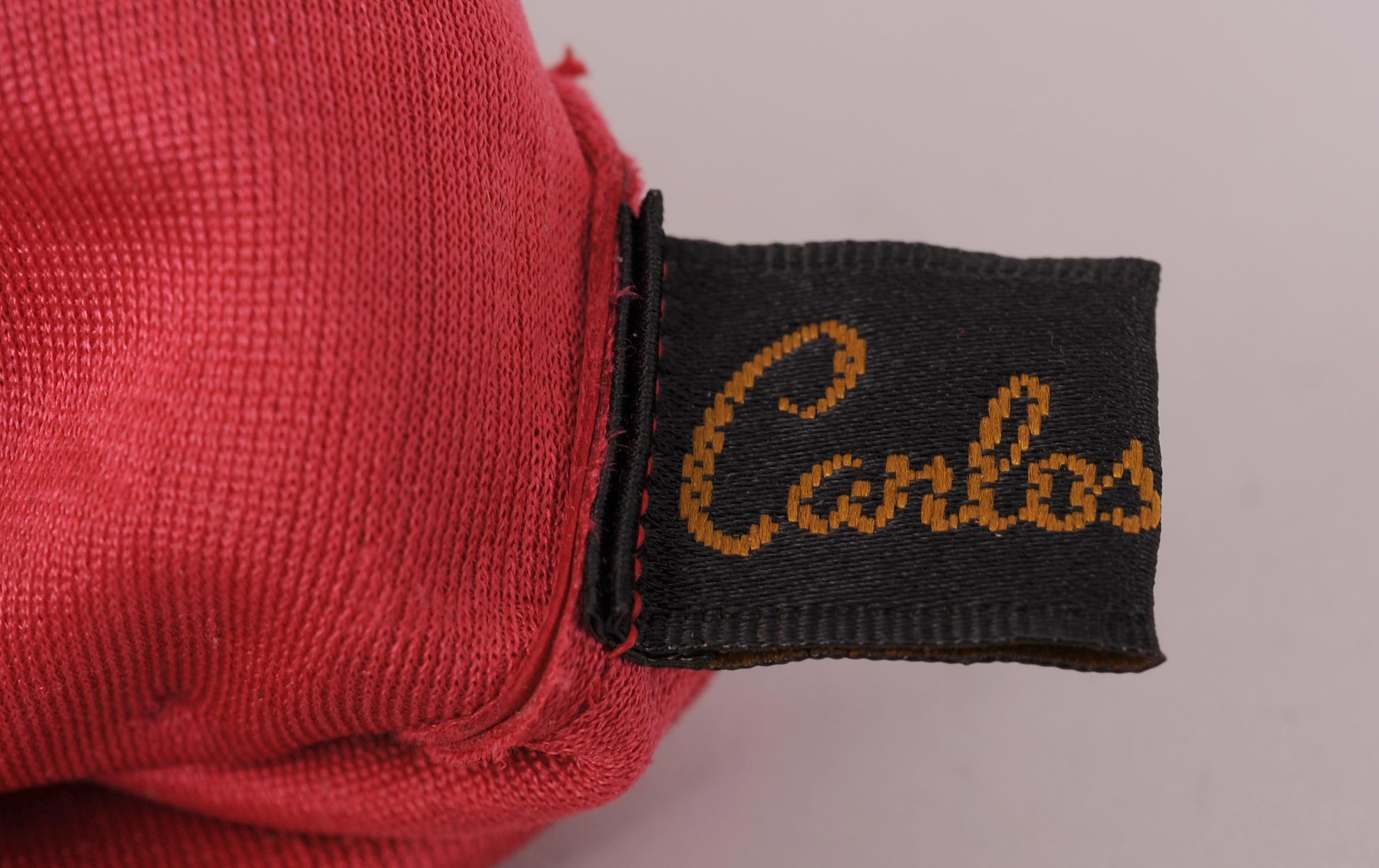 Carlos Falchi Red Leather Gloves with Bow Decoration Never Worn In New Condition In New Hope, PA