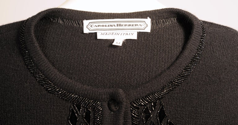 Carolina Herrera Beaded and Appliqued Cashmere Cardigan Sweater For ...