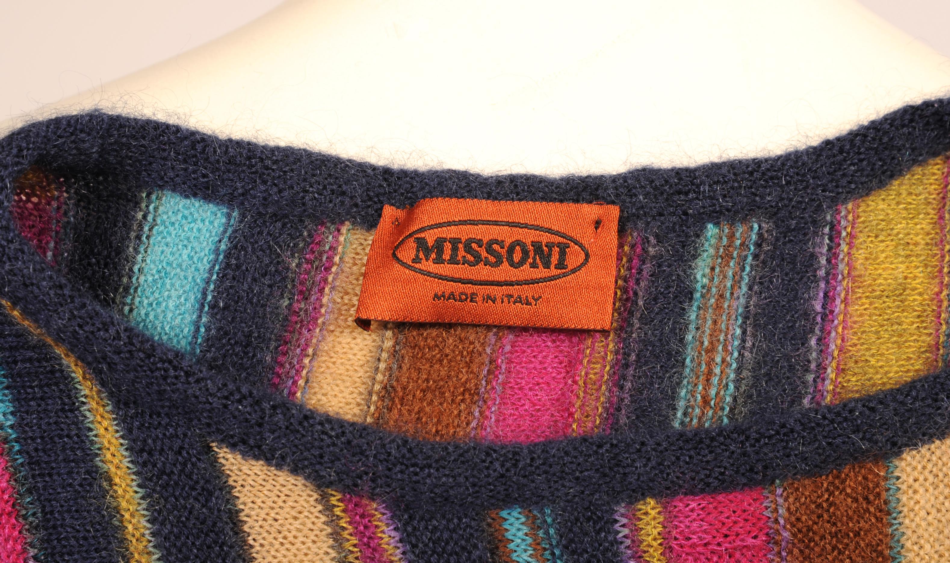 Brown Missoni Colorful Striped Pullover Sweater Mohair and Wool 