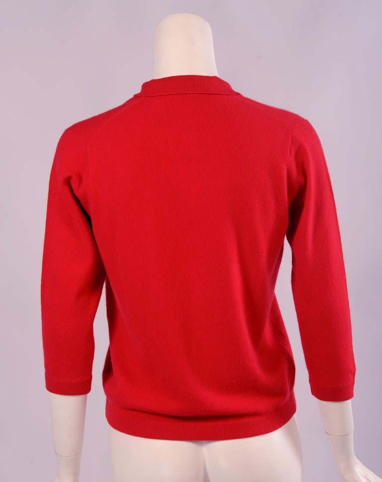 Harrod's 1950's Red Scottish Cashmere Cardigan Never Worn with Original ...
