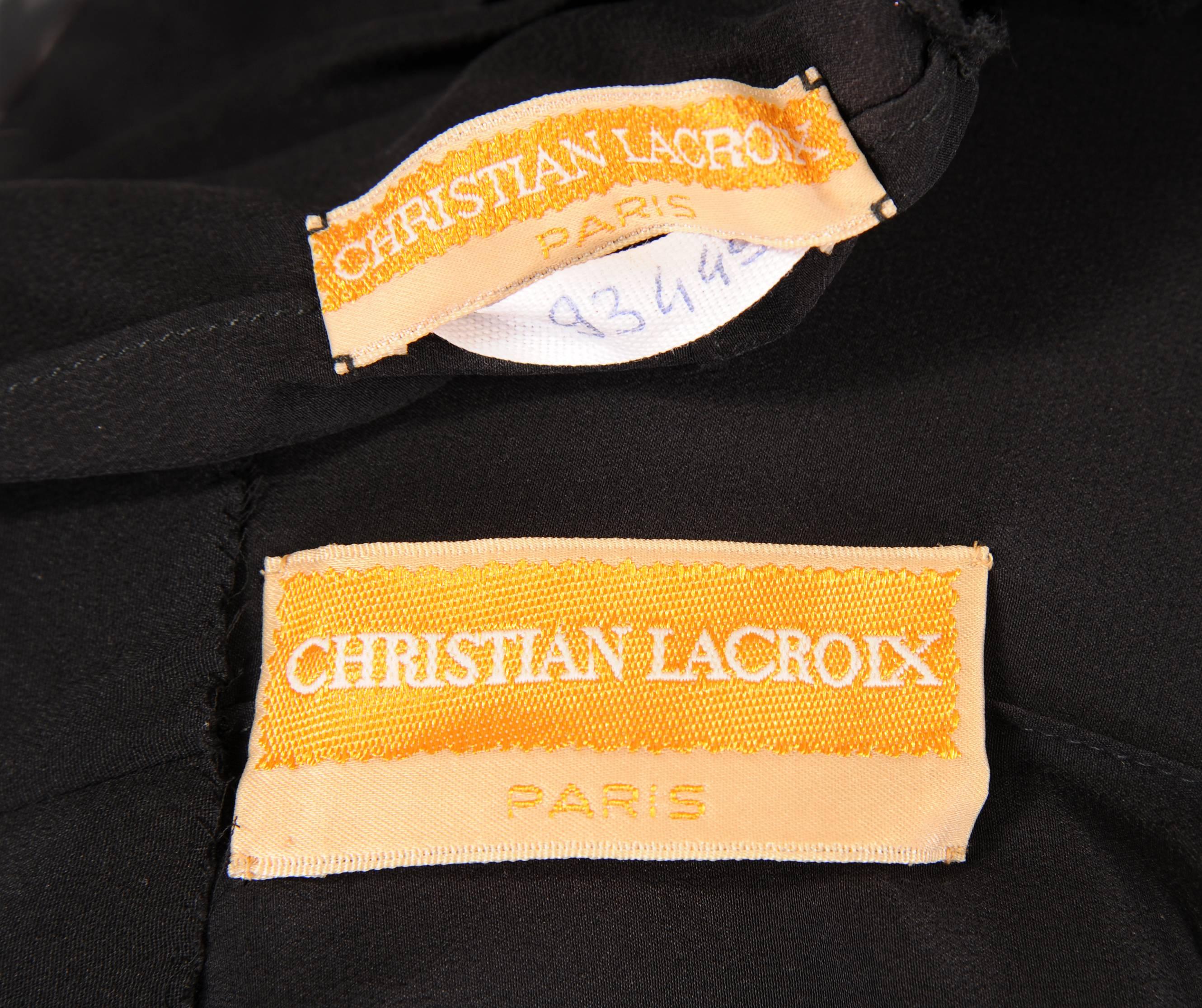 Christian Lacroix Haute Couture numérotée robe noire avec manches en dentelle noire en option Pour femmes en vente