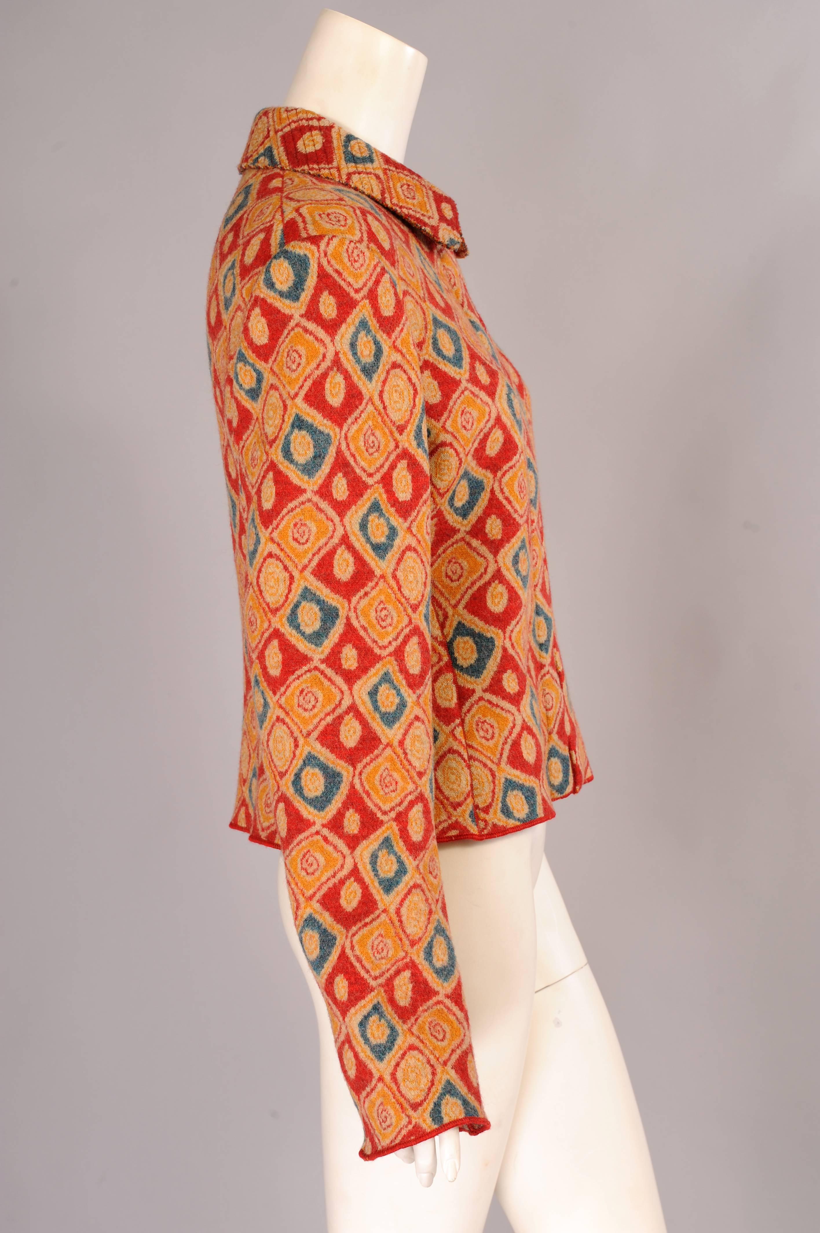 Orange Azzedine Alaïa Veste en laine à motif en vente