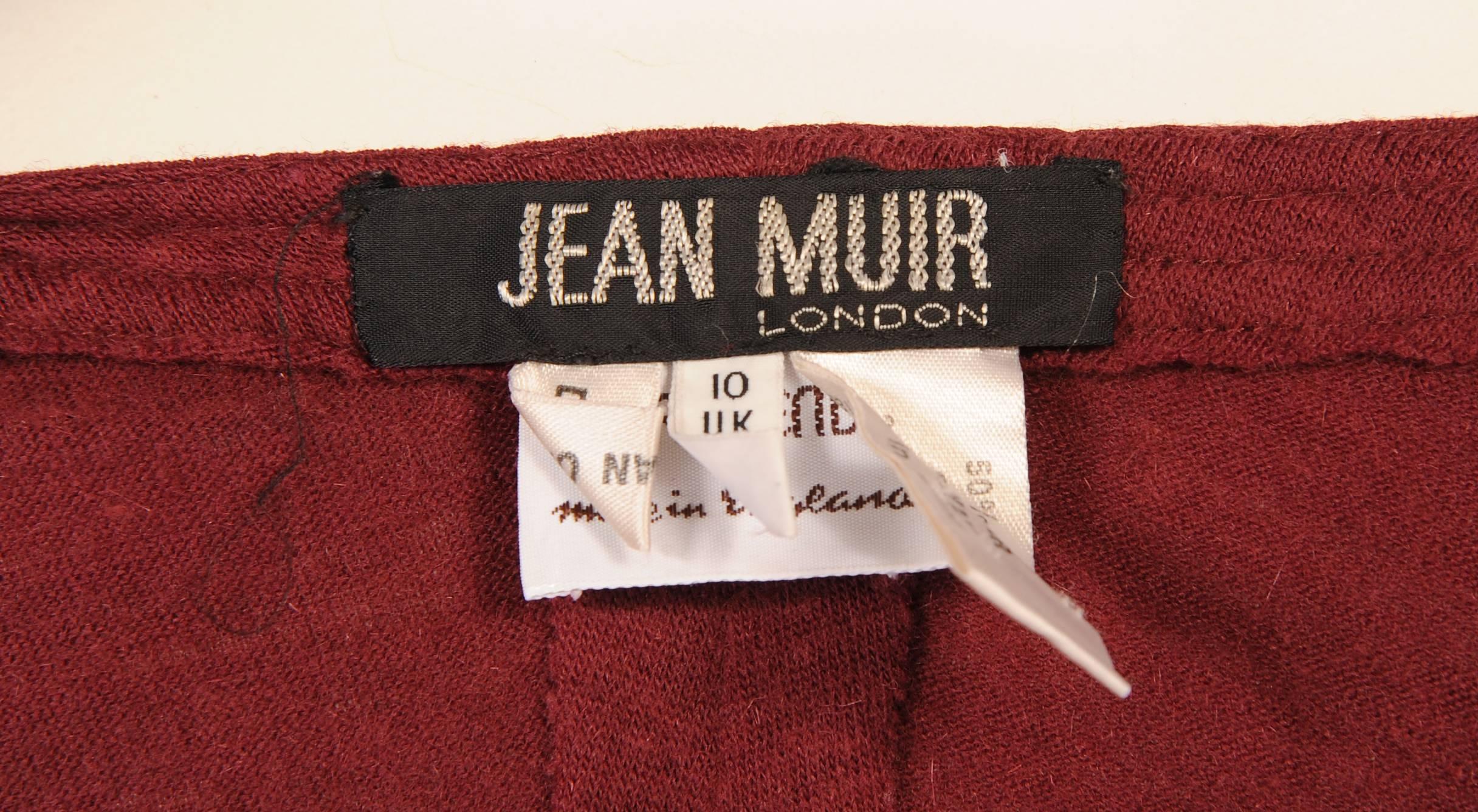 Jean Muir Burgundy Wool Jumpsuit In Excellent Condition In New Hope, PA