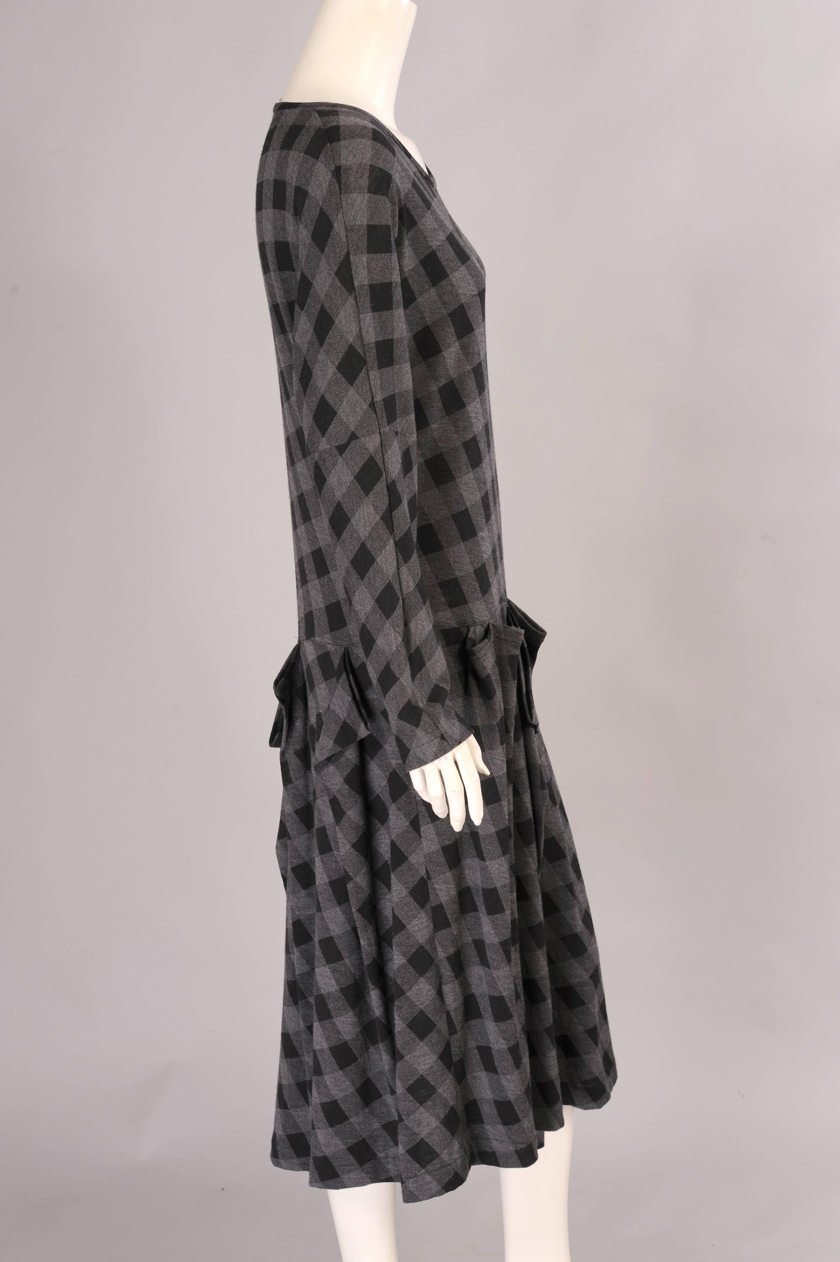 Comme des Garcons Black & Grey Checked Dress In Excellent Condition For Sale In New Hope, PA
