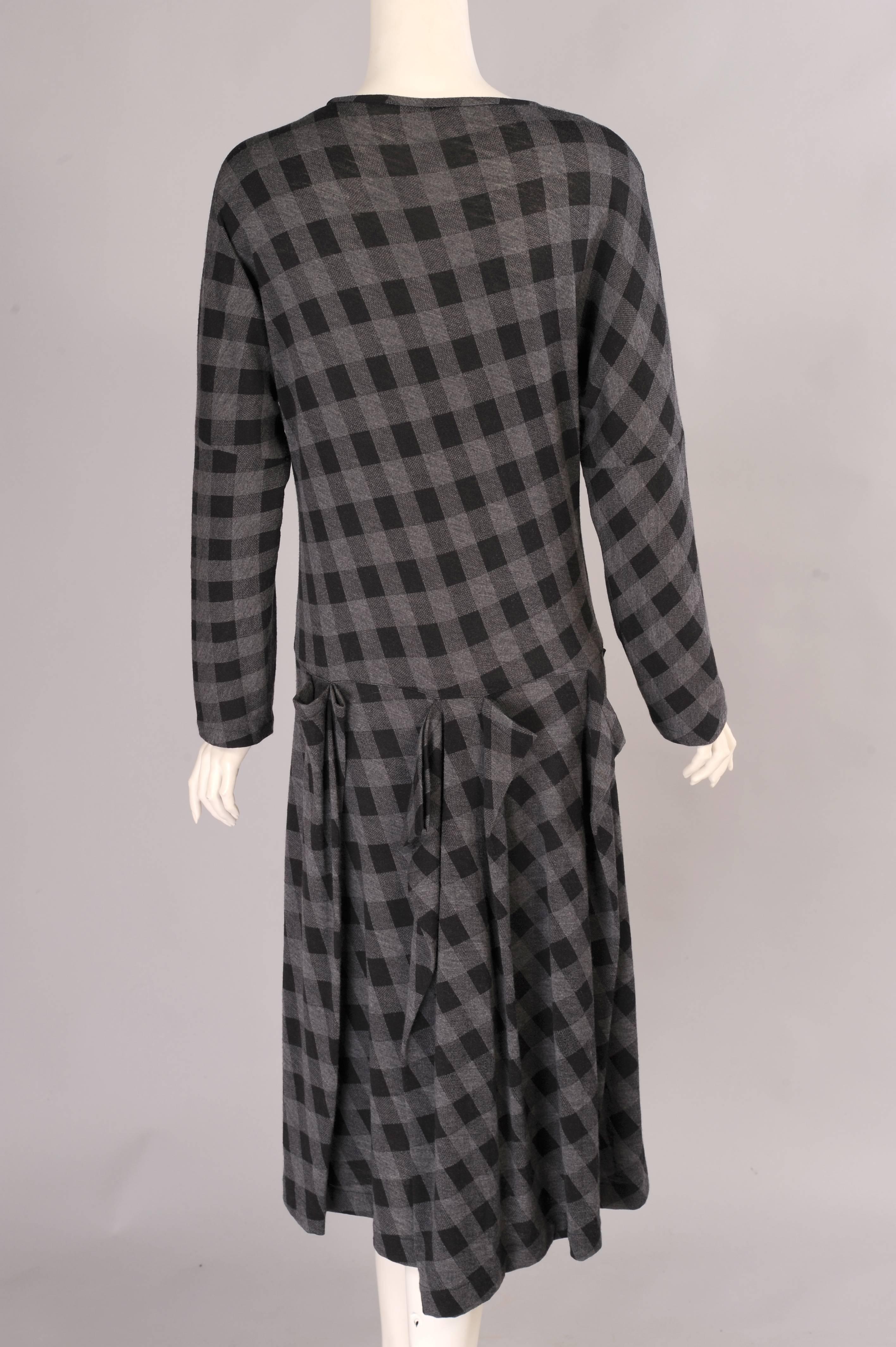 Women's Comme des Garcons Black & Grey Checked Dress For Sale