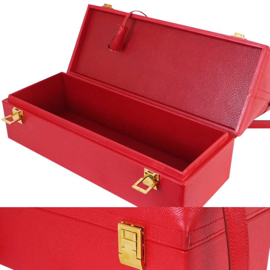 Hermes Red Couchevel Macpherson Trunk Handbag Rare 2
