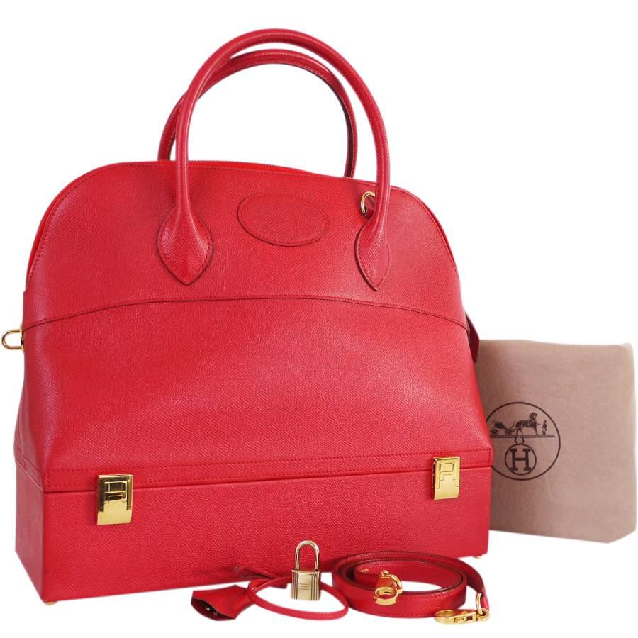 Hermes Red Couchevel Macpherson Trunk Handbag Rare 5