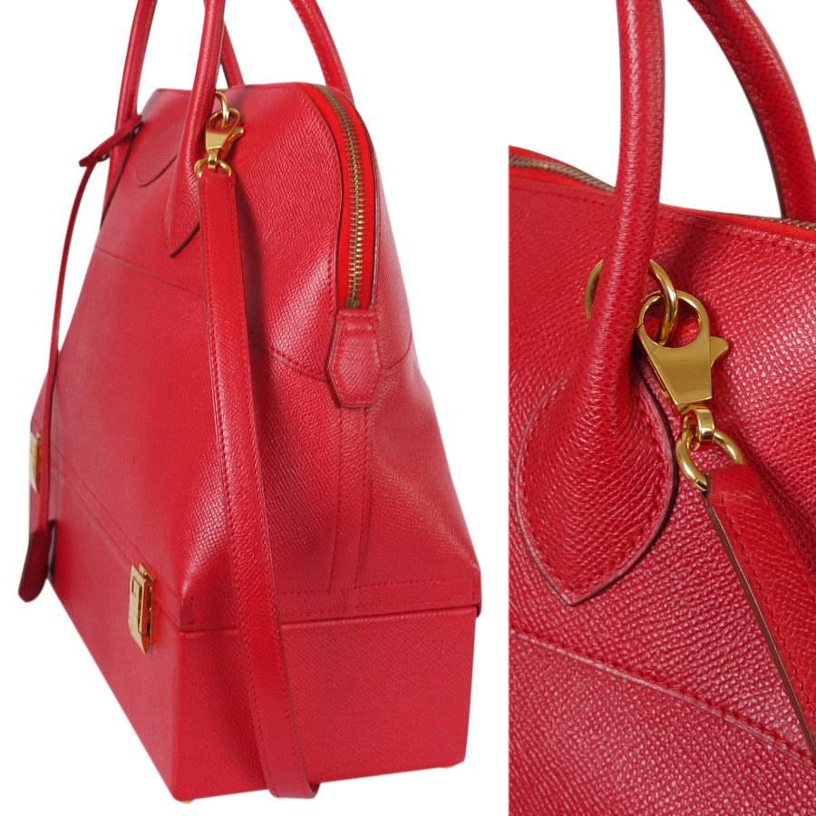 Hermes Red Couchevel Macpherson Trunk Handbag Rare 1