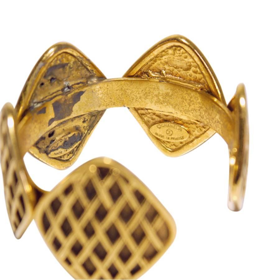 Vintage Chanel Gold Open Cuff Bracelet Bangle For Sale 1