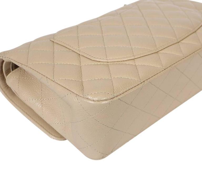 Chanel Beige Caviar 2.55 Double Flap Classic Silver Hardware at 1stDibs ...