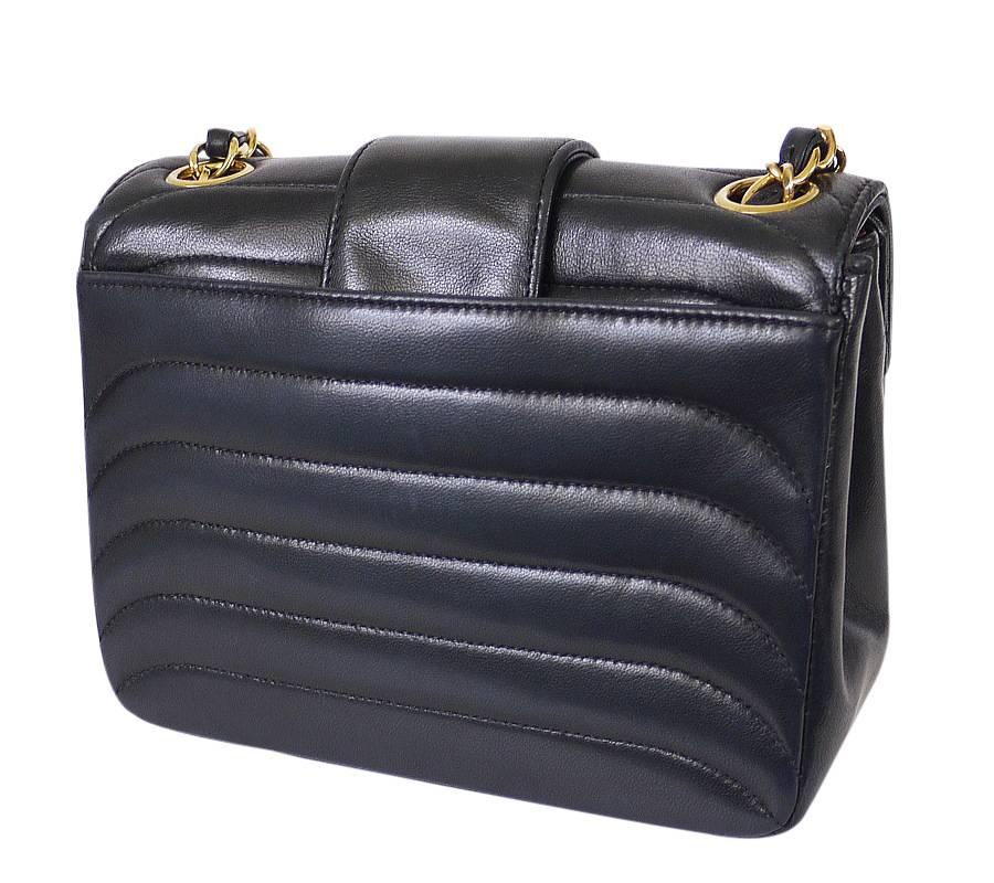 Vintage Chanel Black Lambskin Mini Classic Bag Rare 2