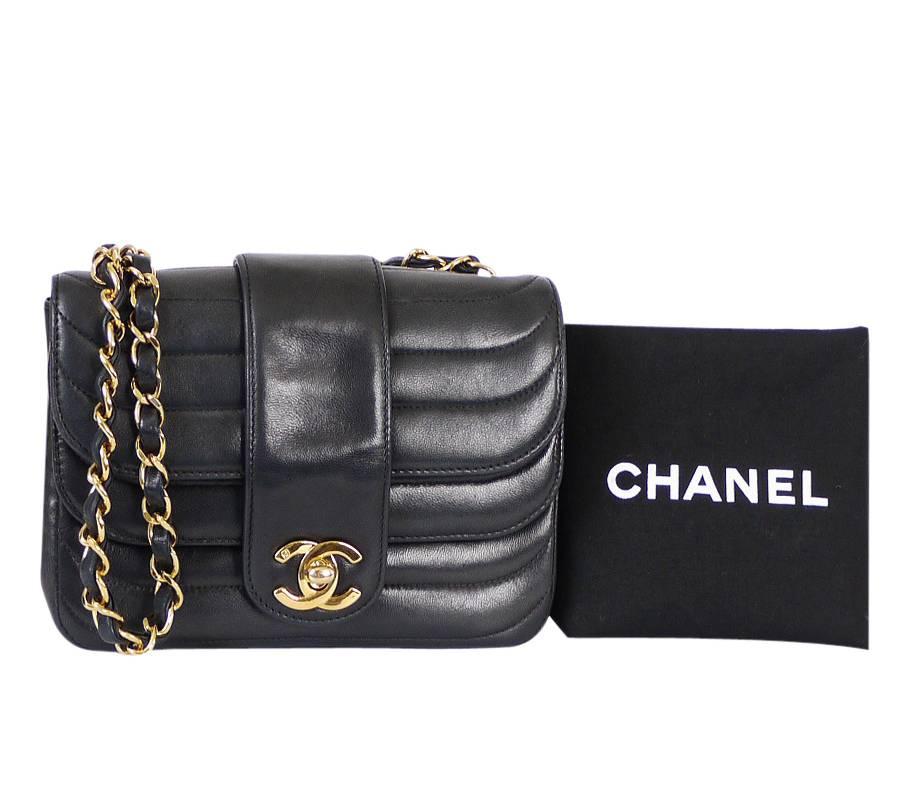 Vintage Chanel Black Lambskin Mini Classic Bag Rare 6