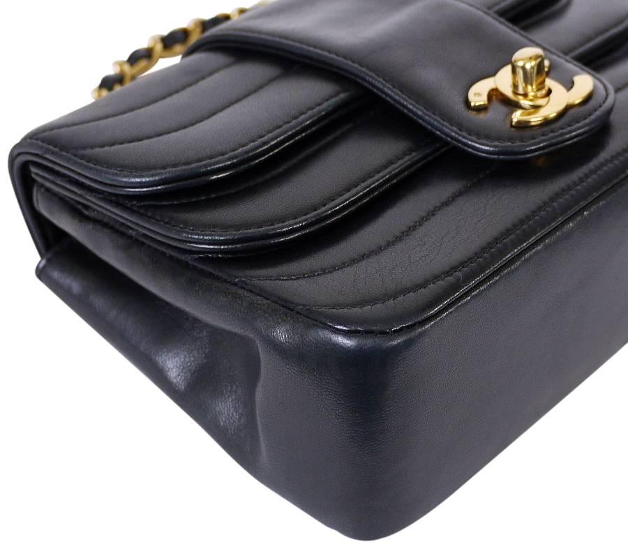 Vintage Chanel Black Lambskin Mini Classic Bag Rare 3
