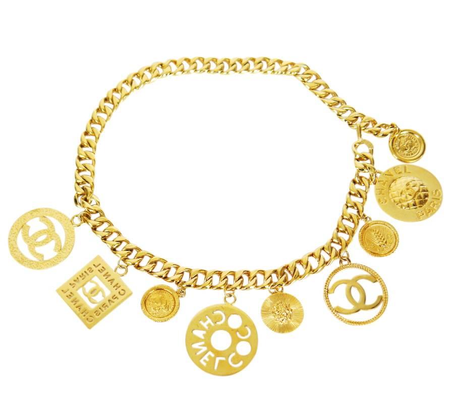 Women's or Men's Vintage Chanel Big Charm Chunky Chain Belt Necklace Rare